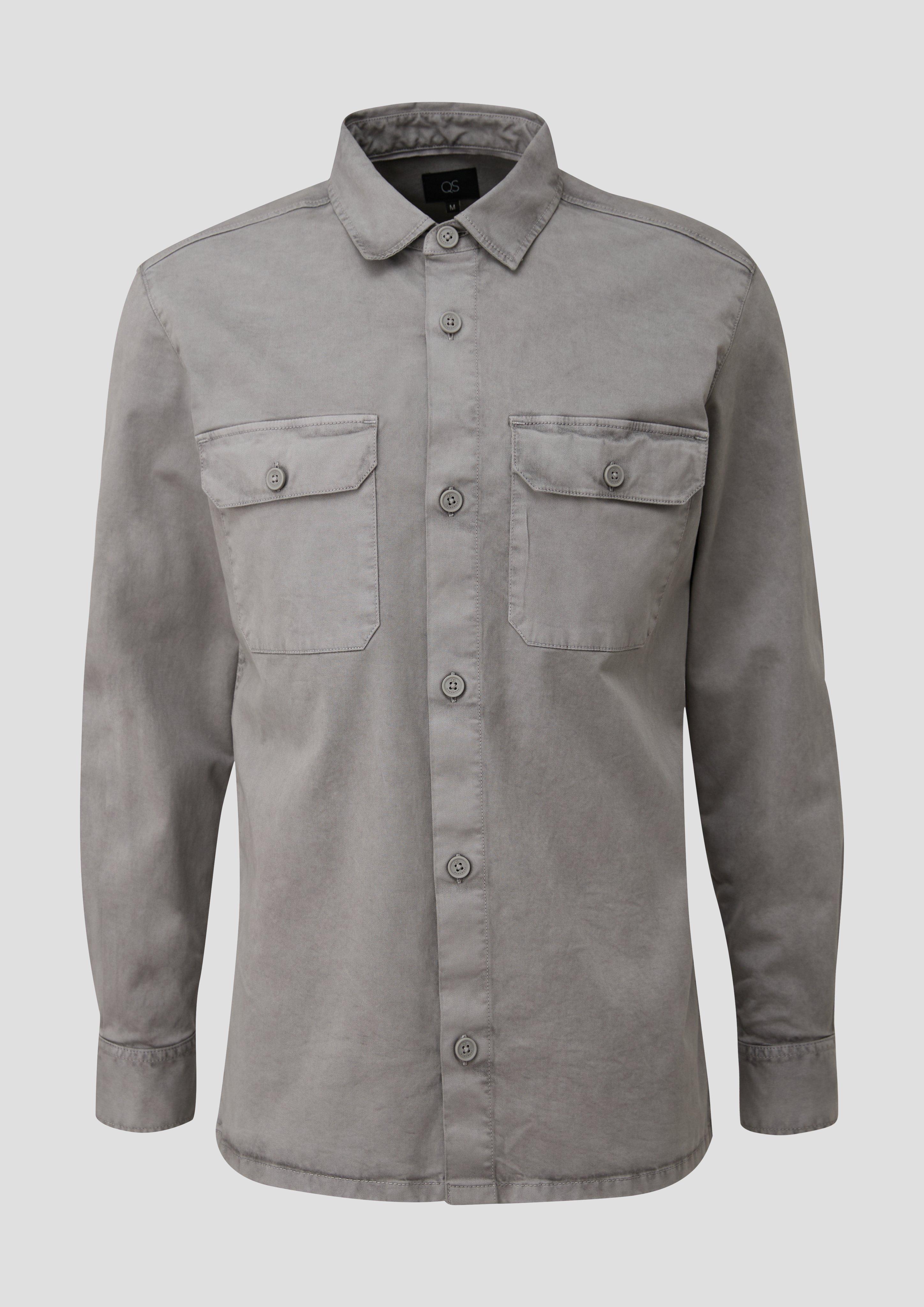 QS - Overshirt mit Brusttaschen, Herren, grau