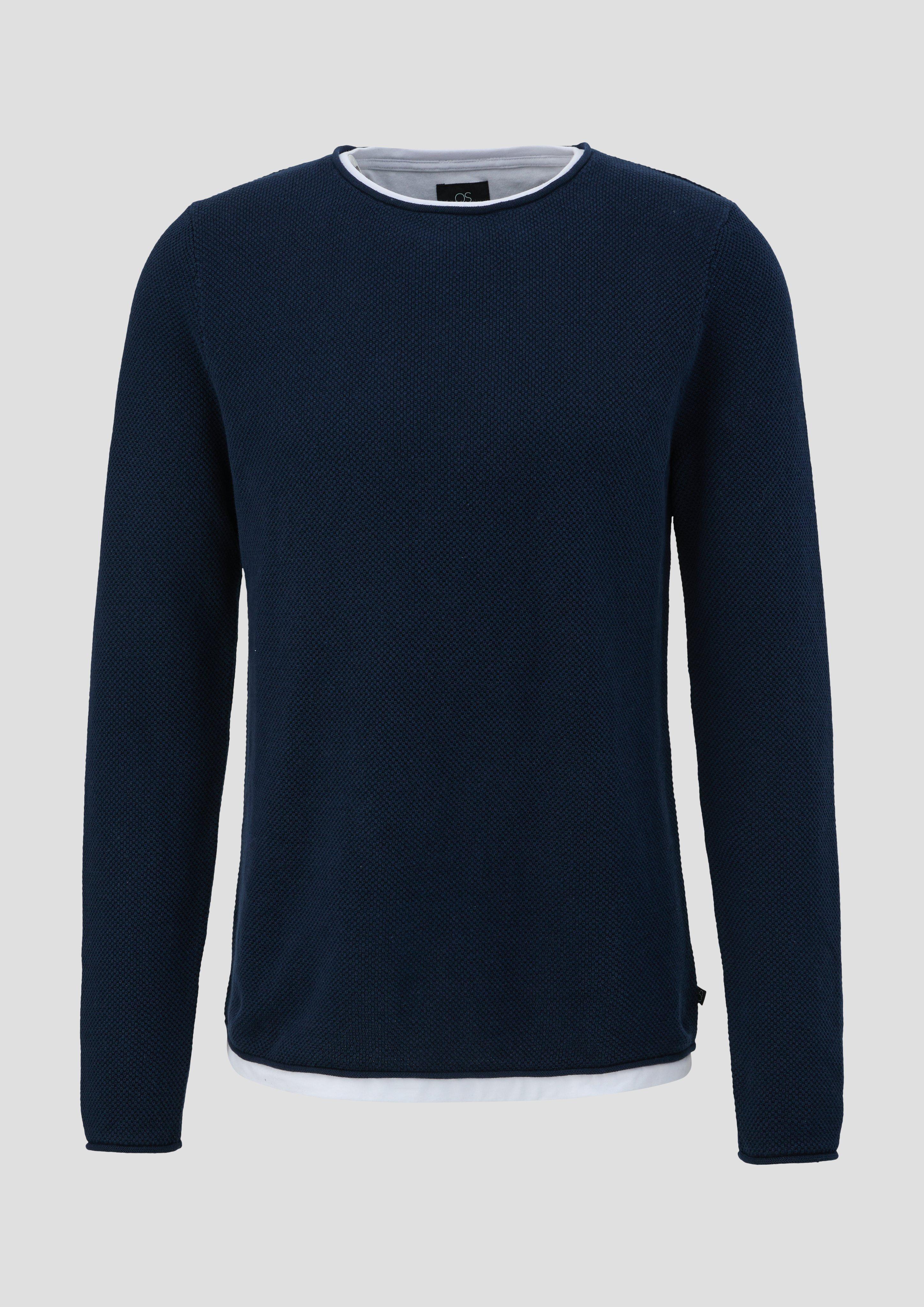 QS - Strickpullover in Layering-Optik, Herren, blau