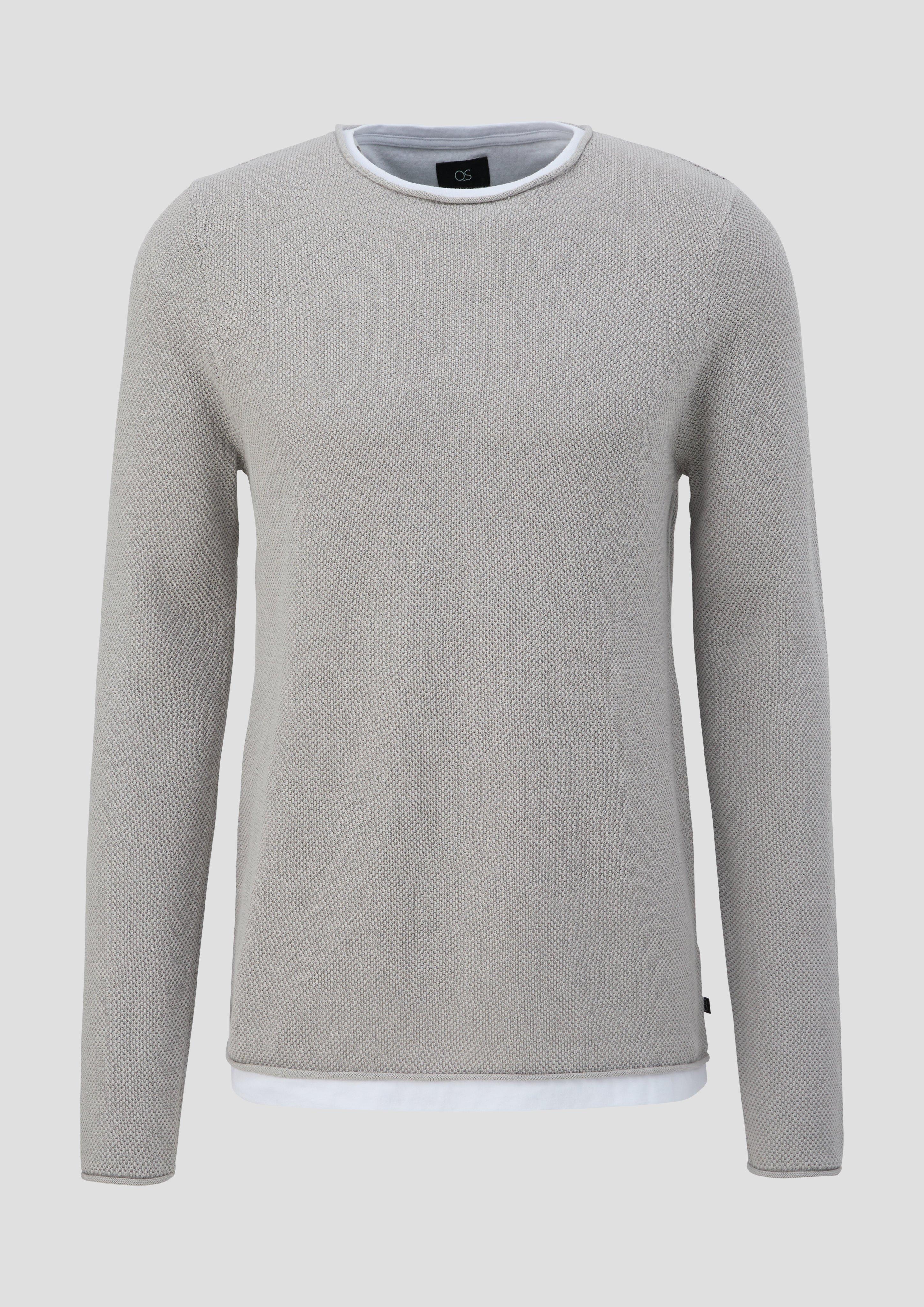 QS - Strickpullover in Layering-Optik, Herren, grau