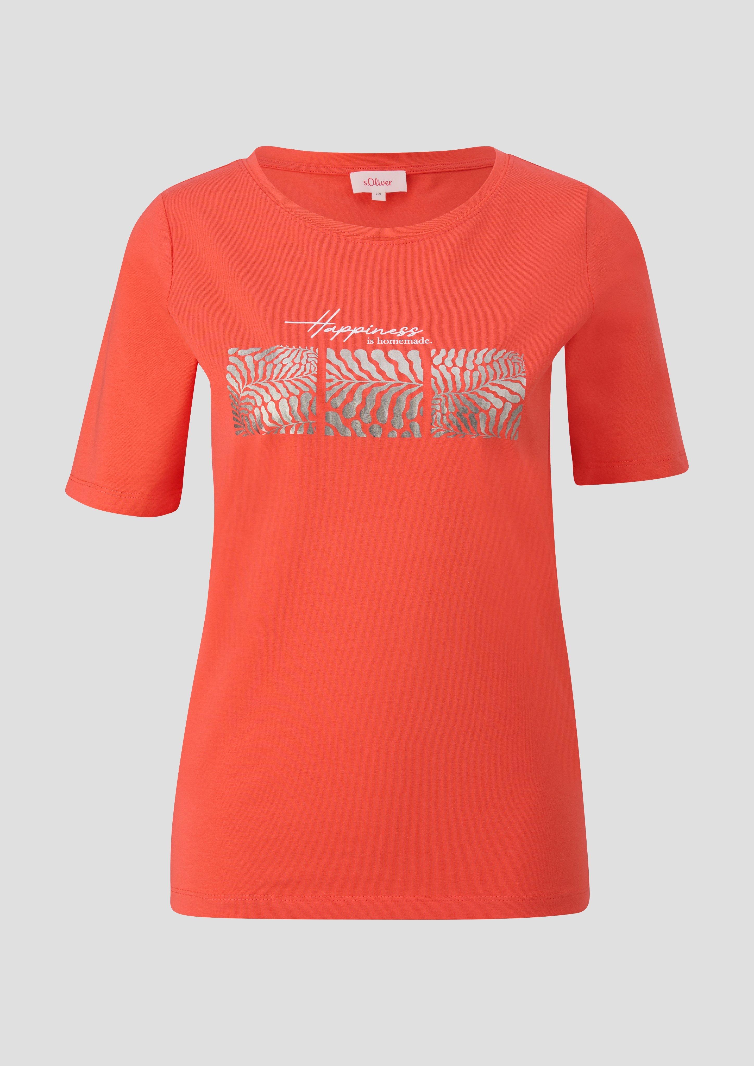 s.Oliver - T-Shirt mit Frontprint, Damen, Orange