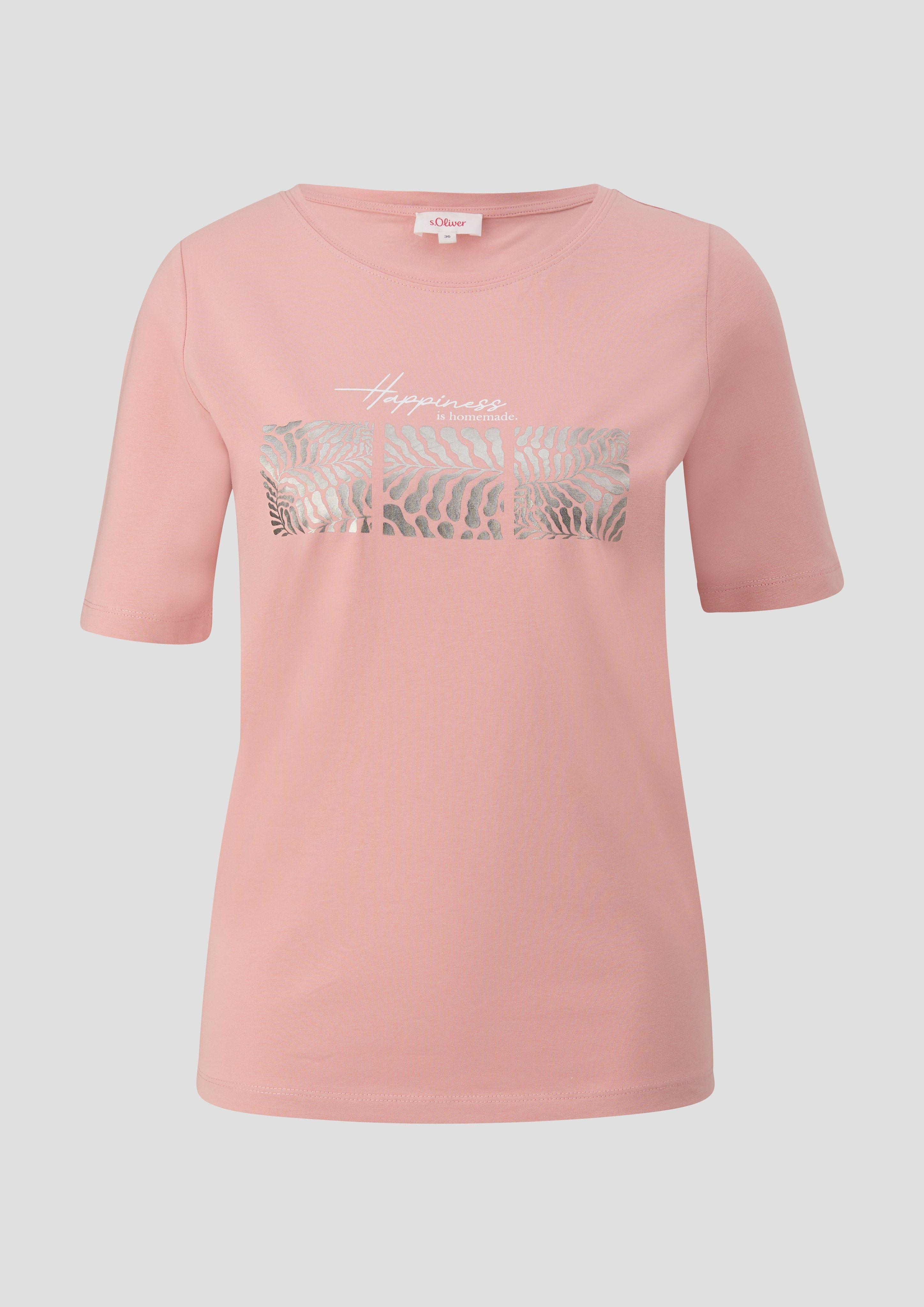 s.Oliver - T-Shirt mit Frontprint, Damen, Rosa