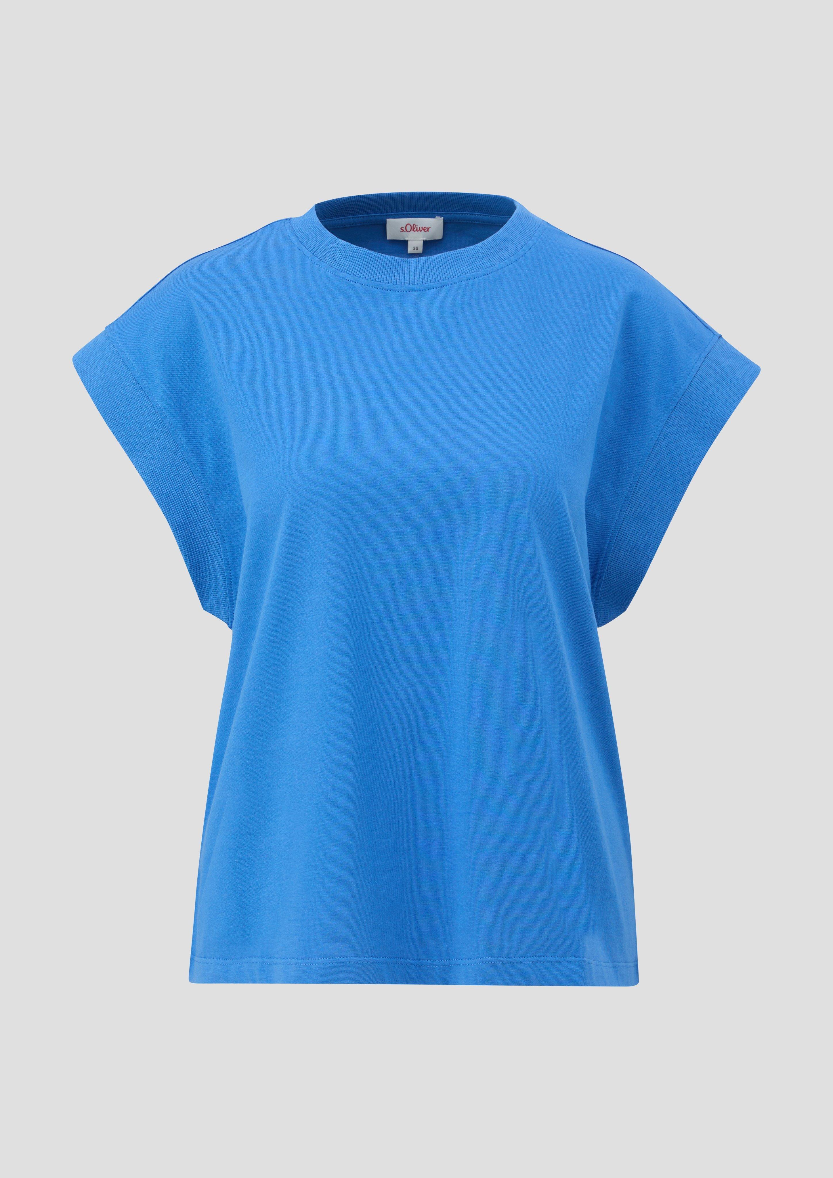 s.Oliver - T-Shirt mit überschnittener Schulter, Damen, blau