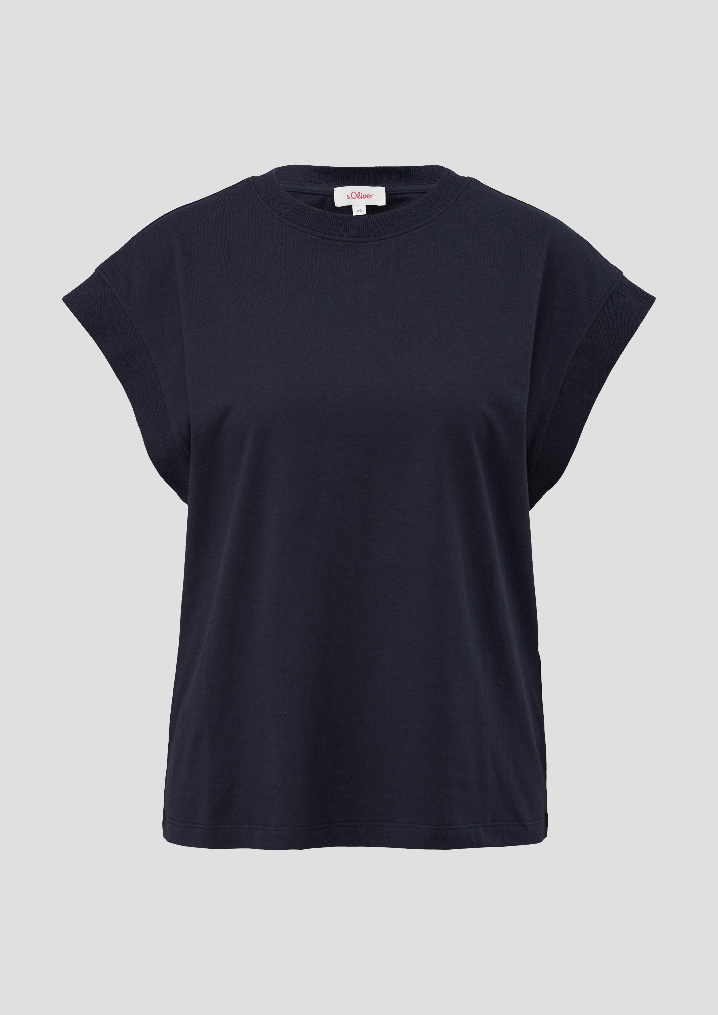 s.Oliver - T-Shirt mit überschnittener Schulter, Damen, blau