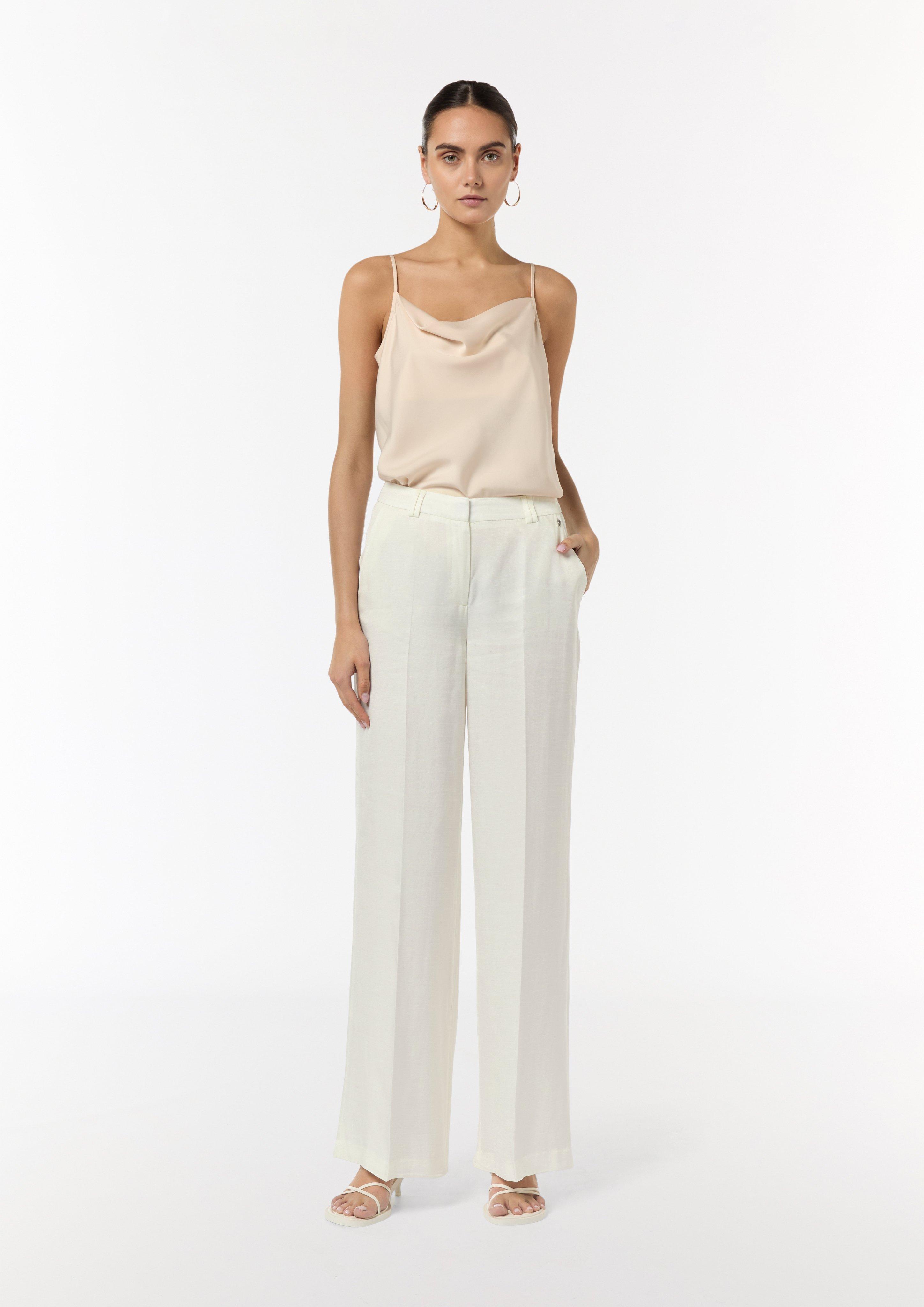 Wide leg trousers in a linen blend - white | Comma Wide leg trousers in a linen blend - white | Comma