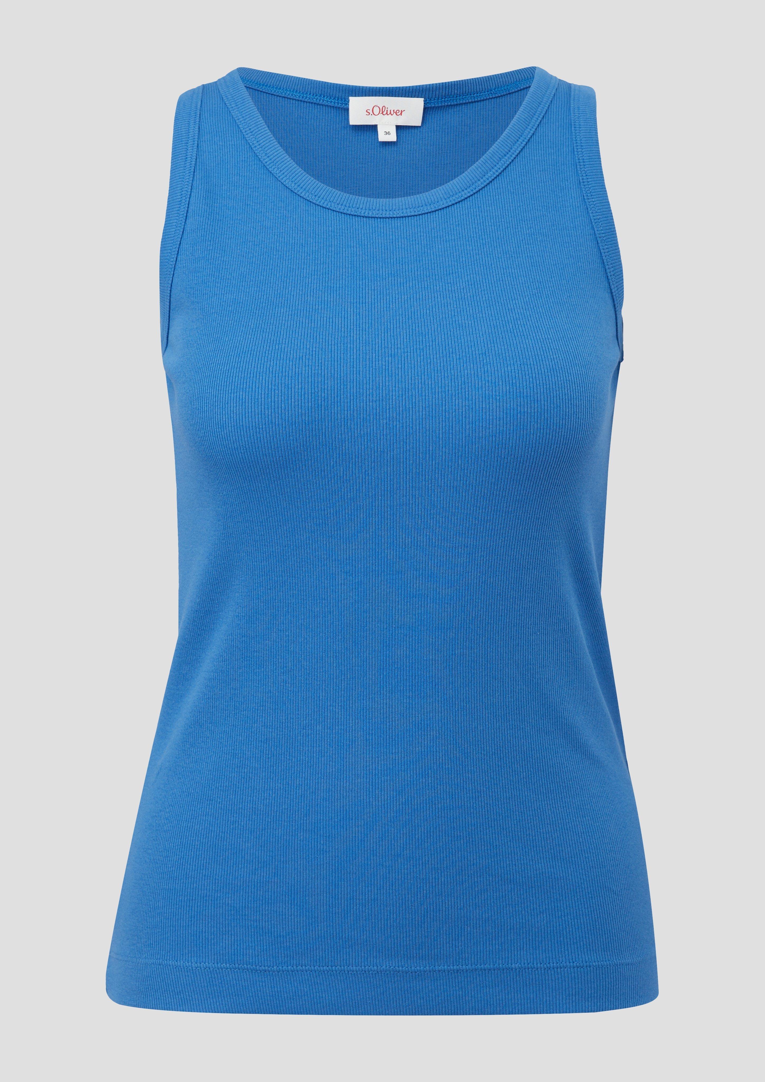 s.Oliver - Tanktop aus Baumwollstretch, Damen, blau