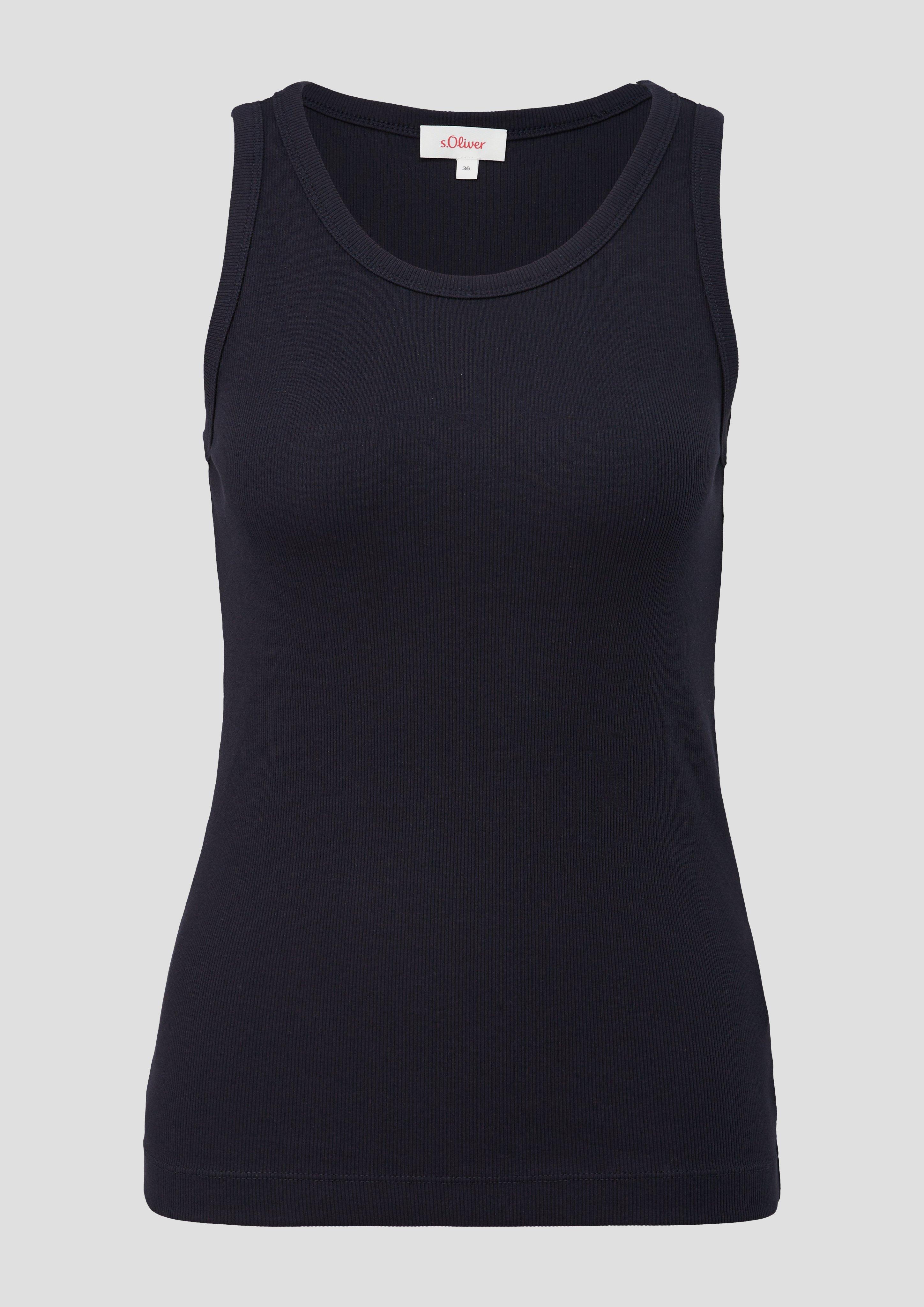 s.Oliver - Tanktop aus Baumwollstretch, Damen, blau