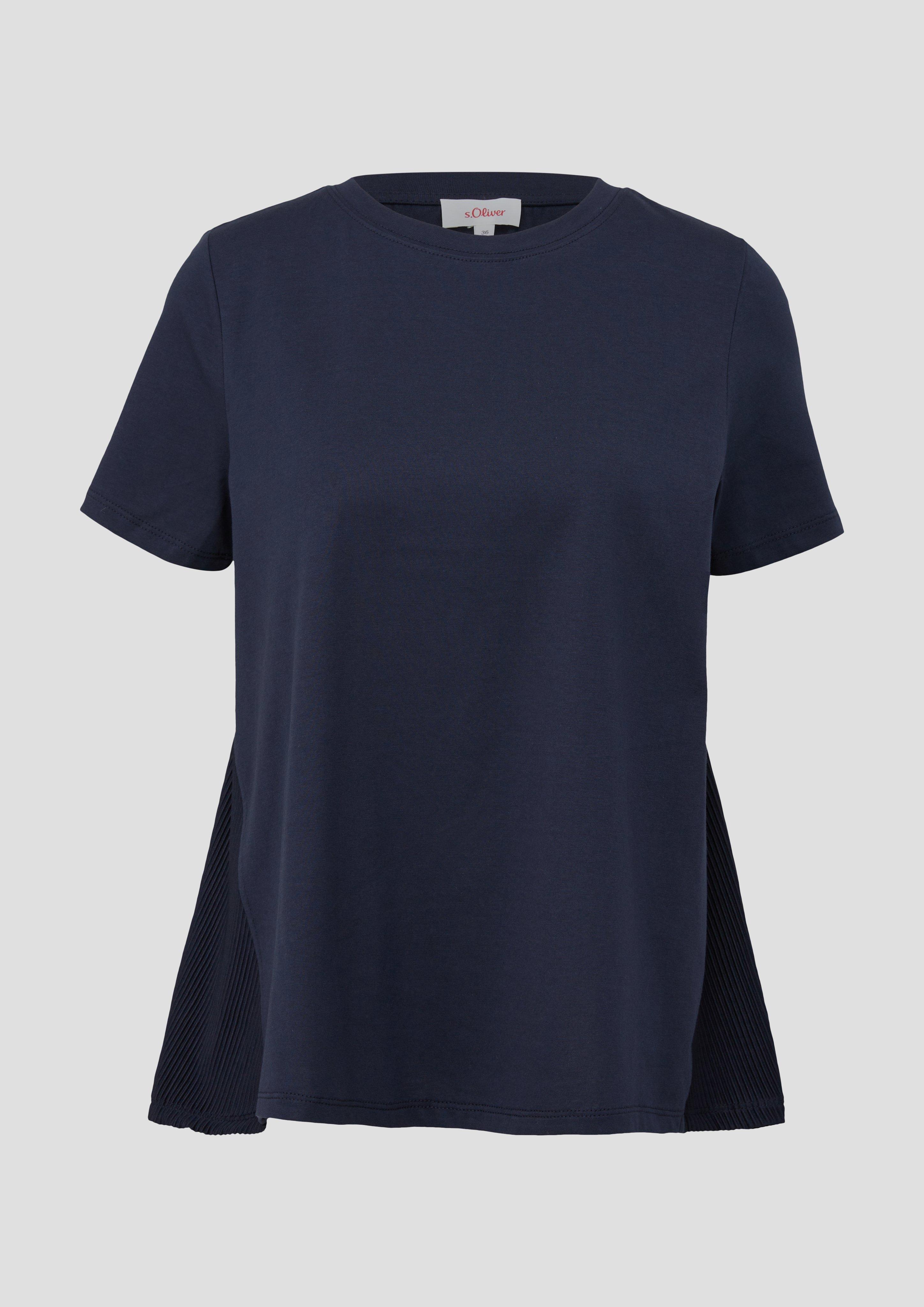 s.Oliver - T-Shirt mit Plisseefalten am Rücken, Damen, blau