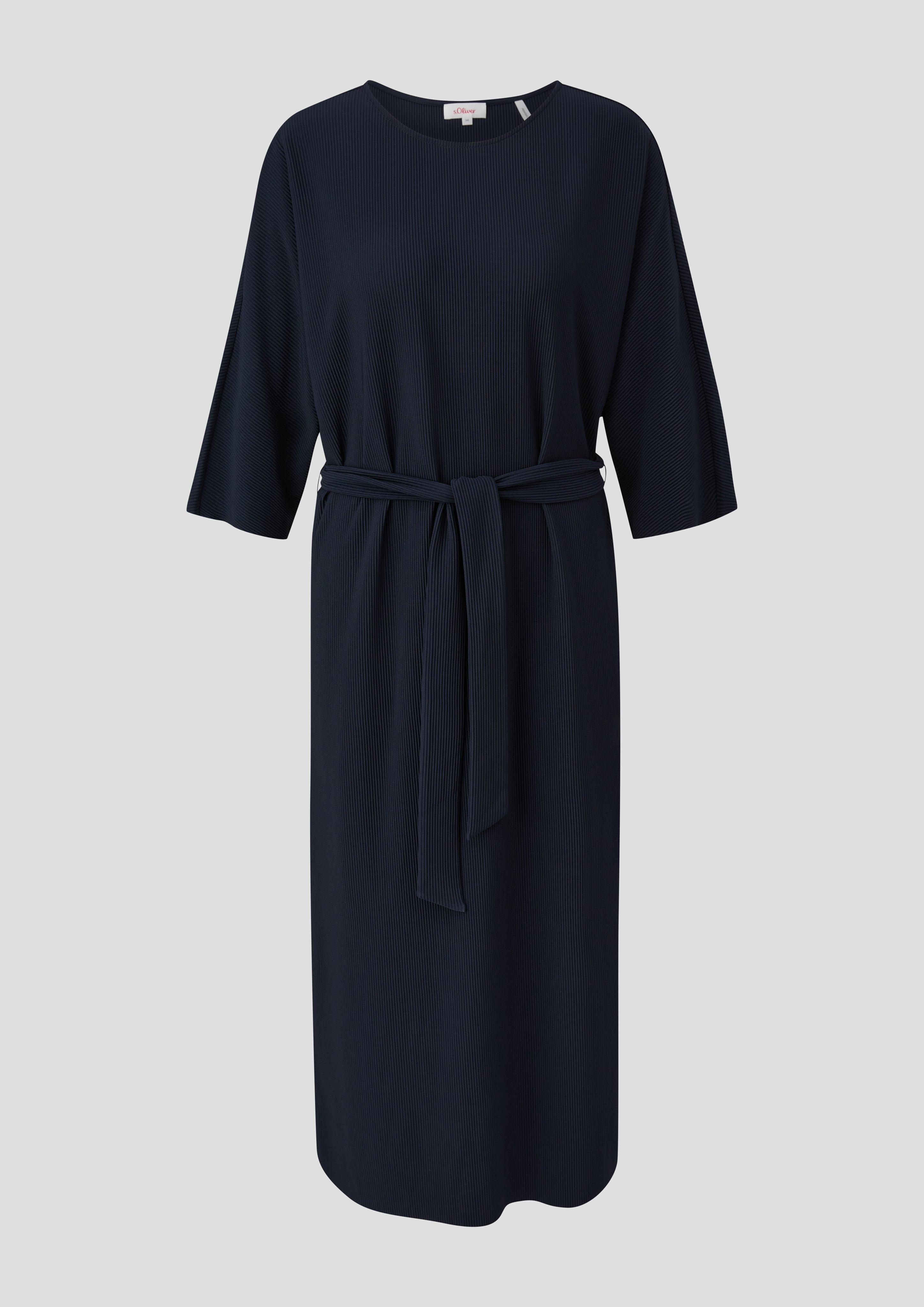 s.Oliver - Plissiertes Kleid mit Bindegürtel, Damen, blau