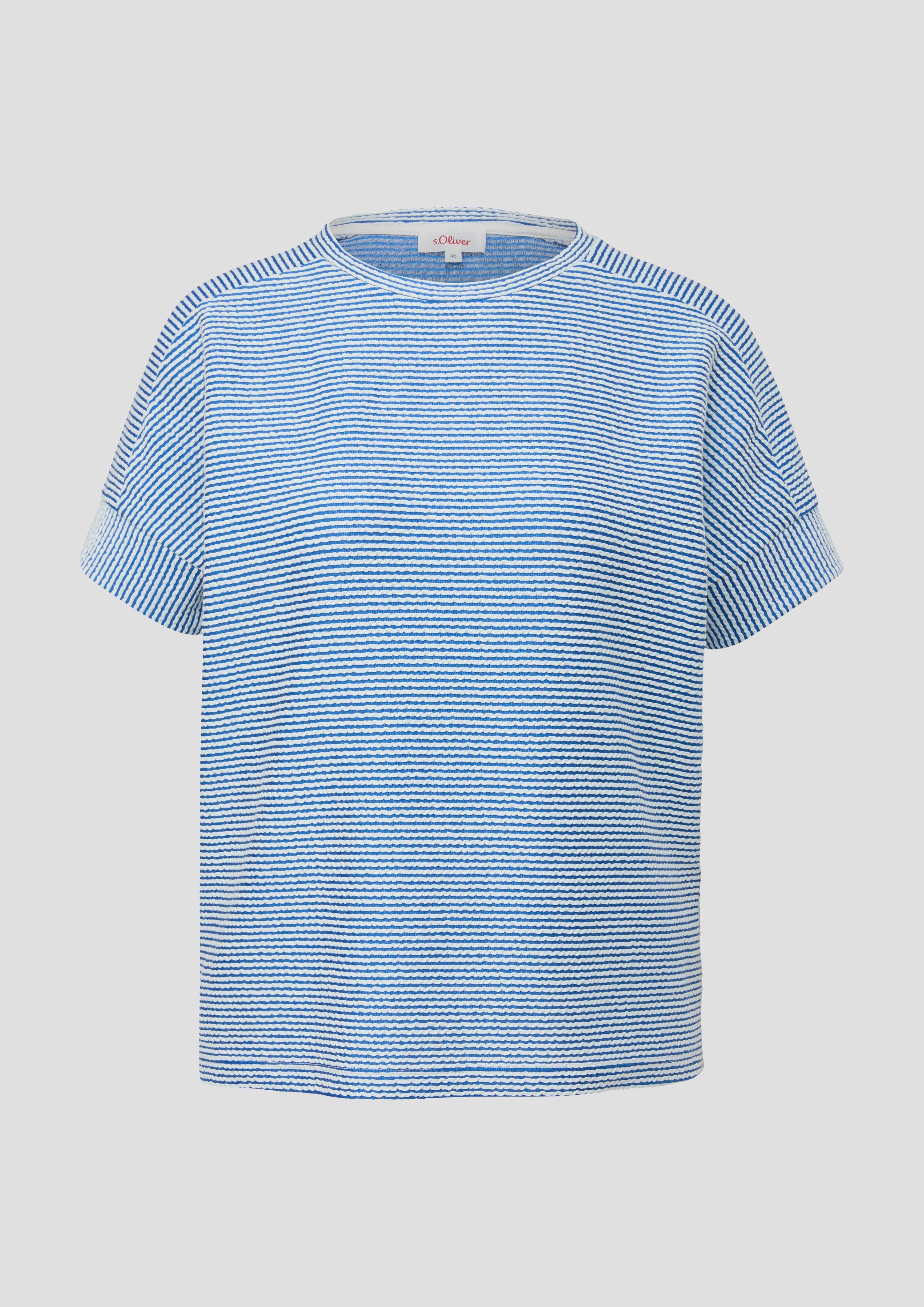 s.Oliver - Gestreiftes T-Shirt aus Jacquard, Damen, blau|weiß