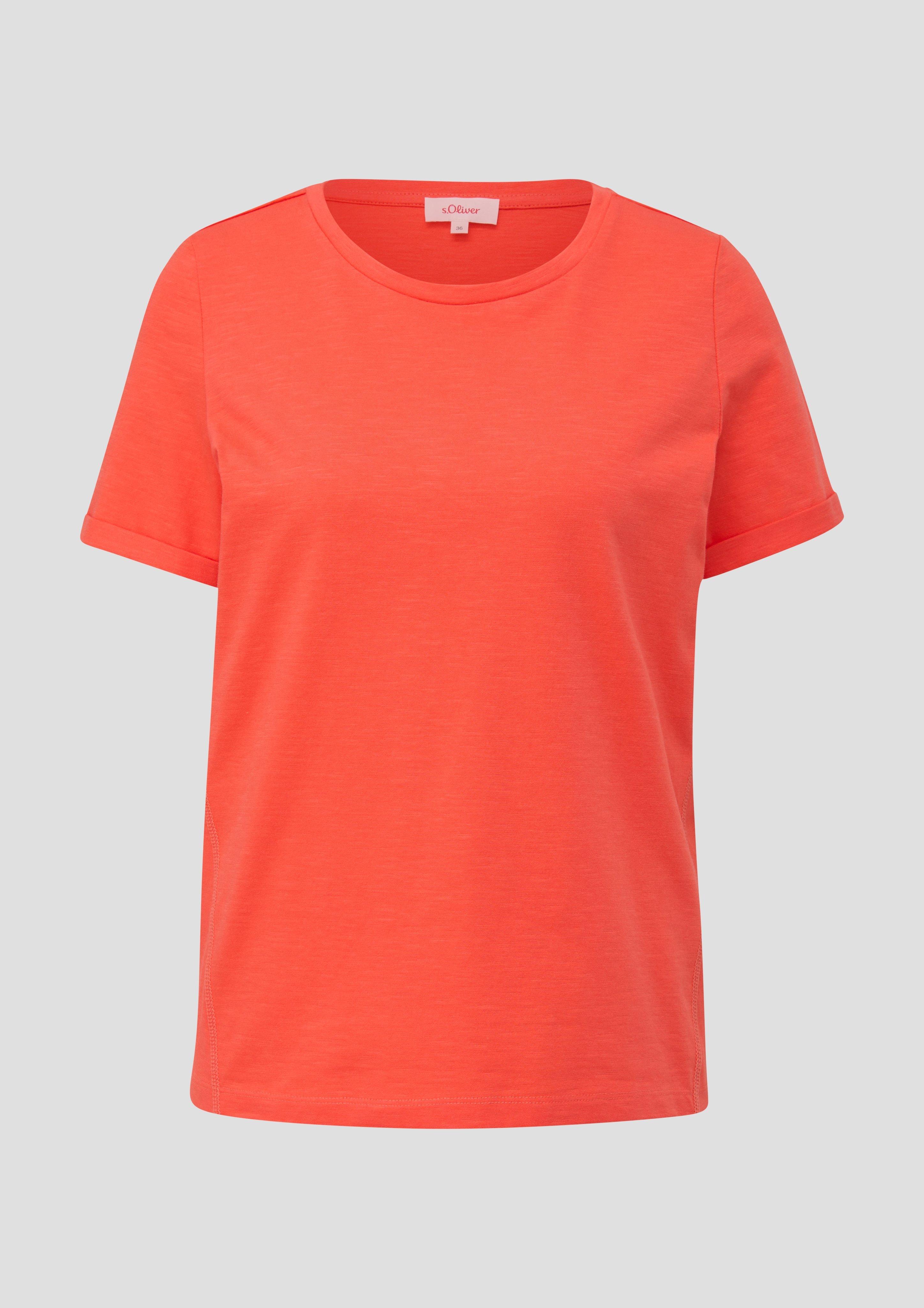 s.Oliver - T-Shirt mit Seitennähten, Damen, Orange