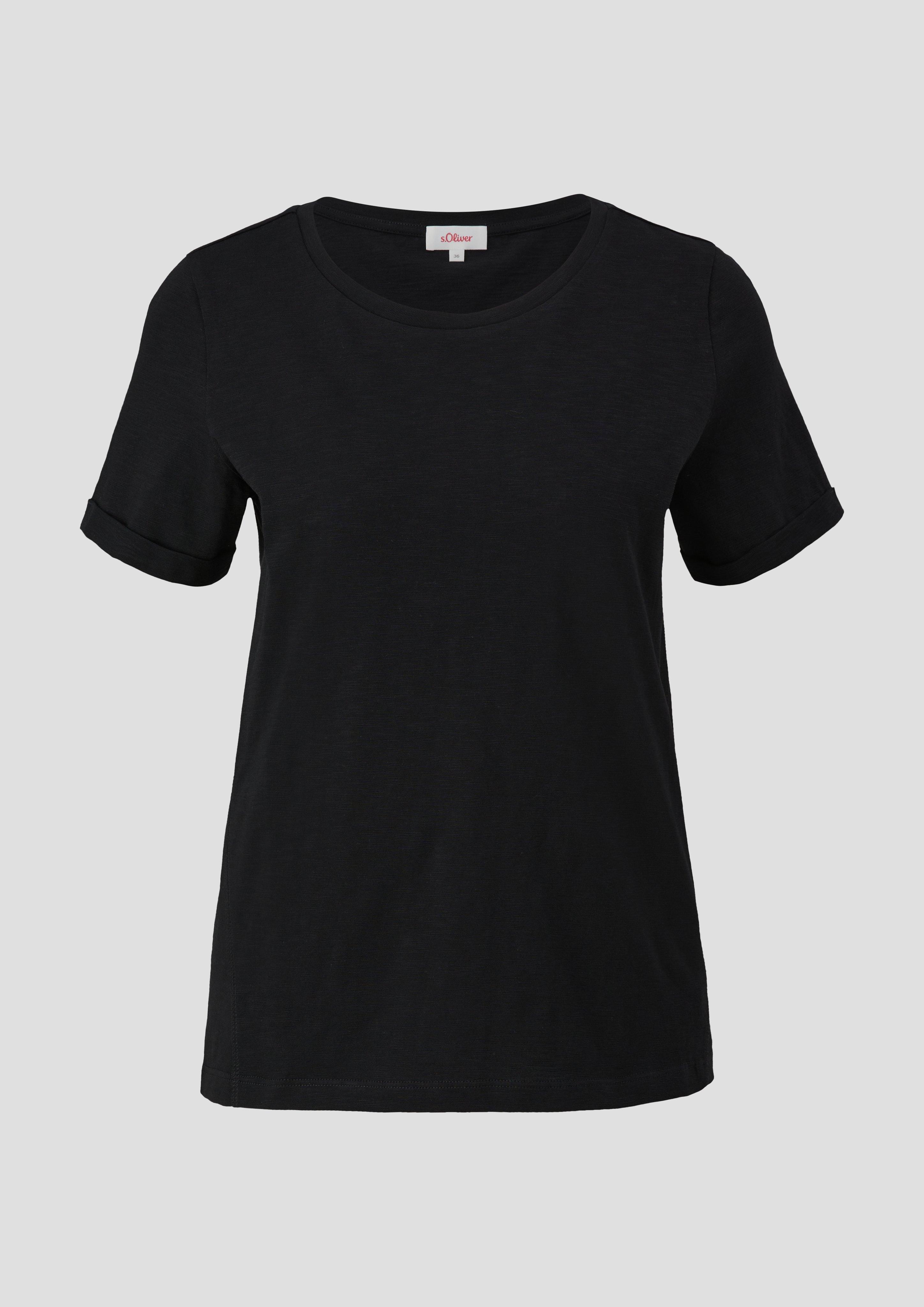 s.Oliver - T-Shirt mit Seitennähten, Damen, schwarz