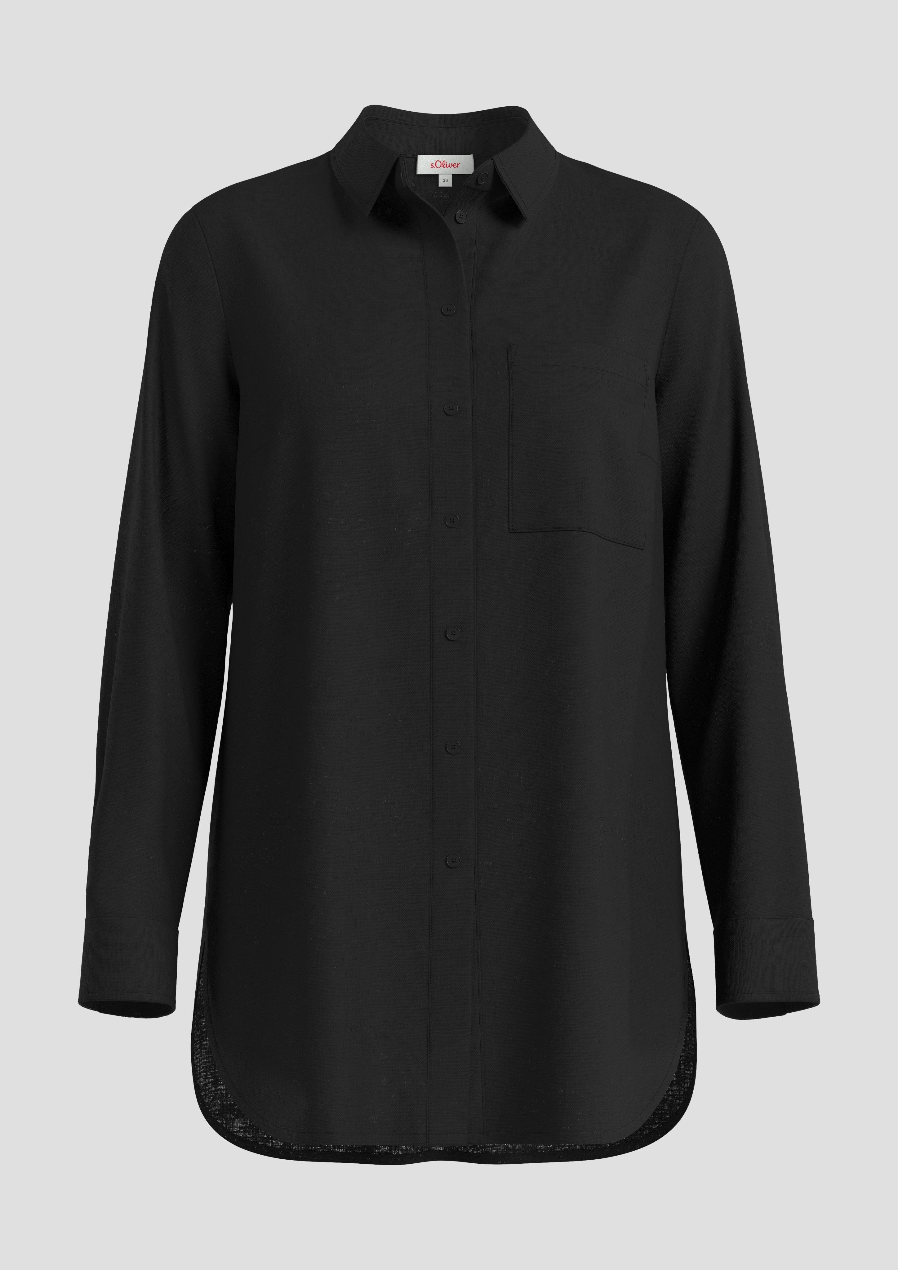 s.Oliver - Lange Bluse aus Leinen, Damen, schwarz