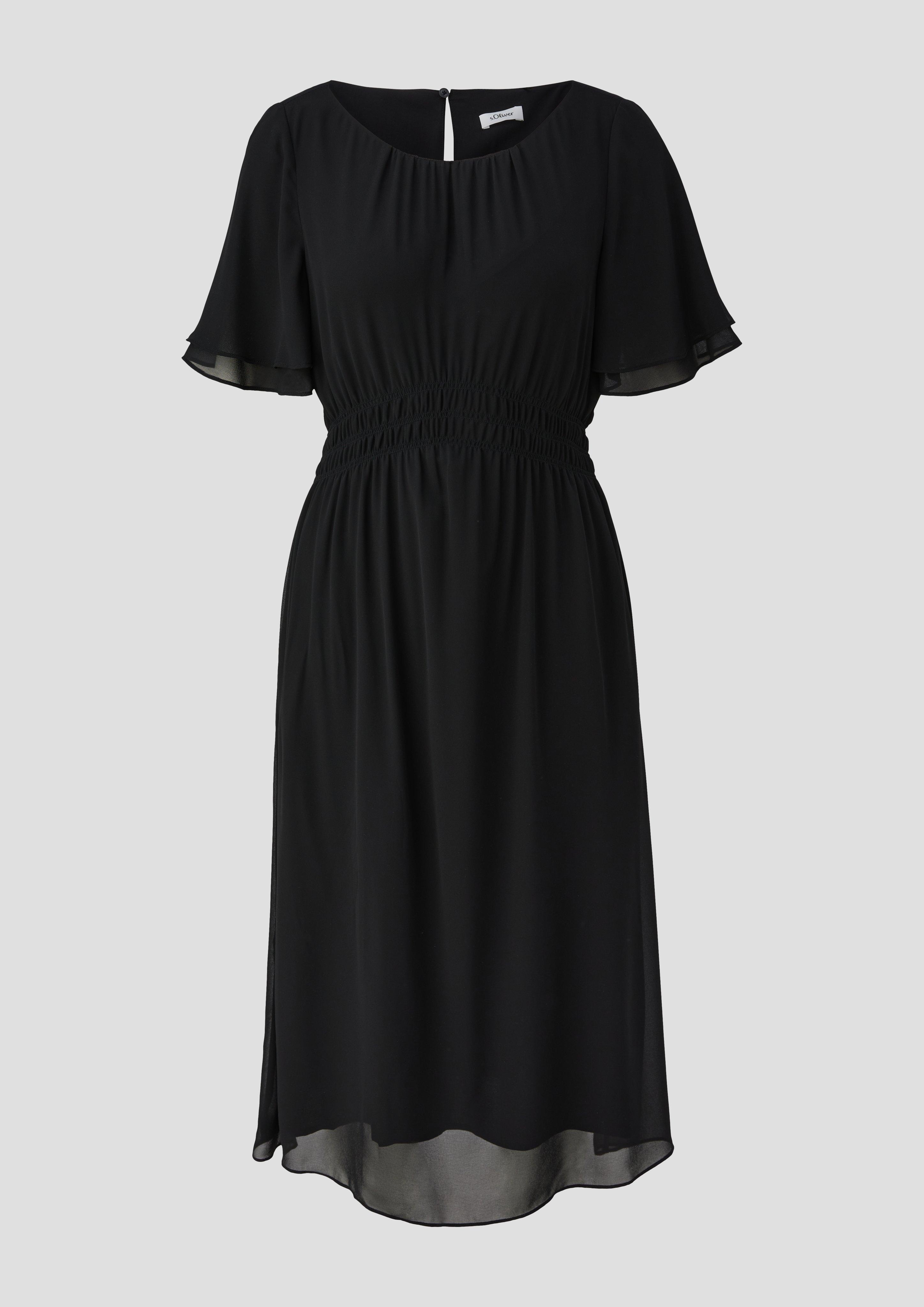 s.Oliver - Chiffon-Kleid mit elastischem Bund, Damen, schwarz