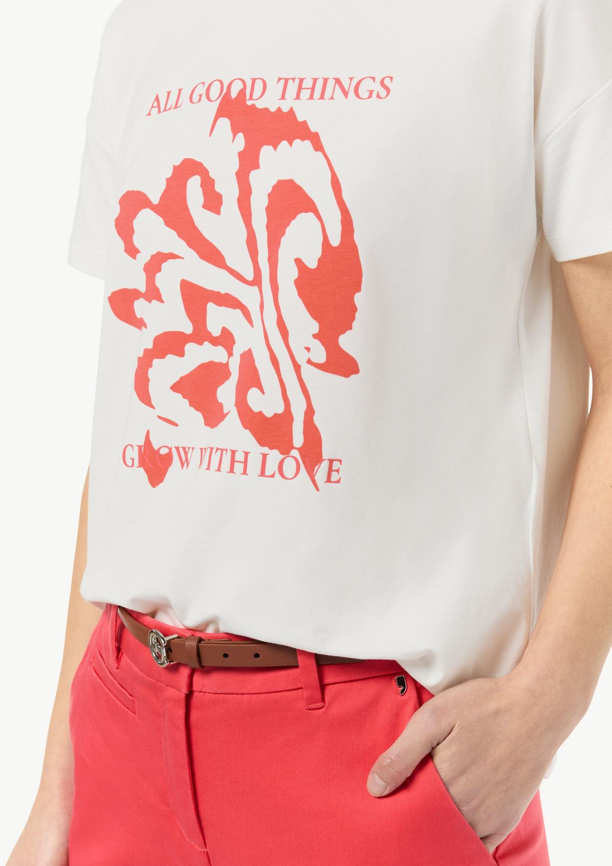 comma T-shirt imprimé de coupe carrée en coton mélangé