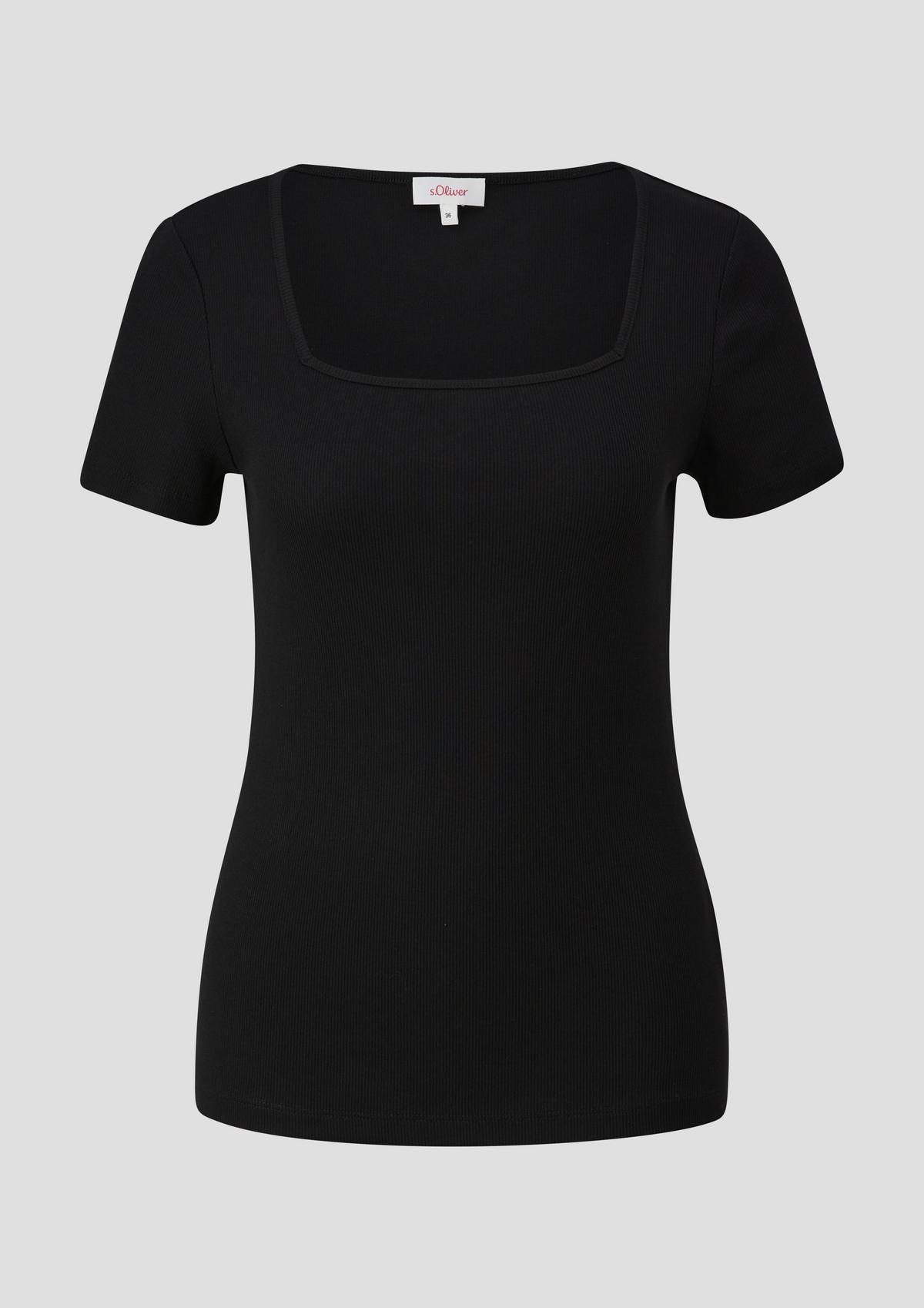 s.Oliver Ribbed top with a square neckline