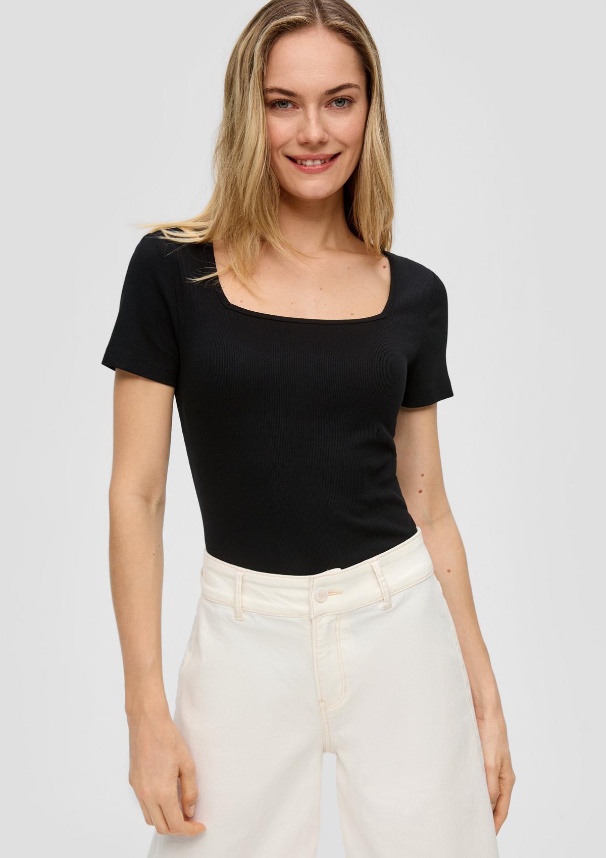 s.Oliver Ribbed top with a square neckline