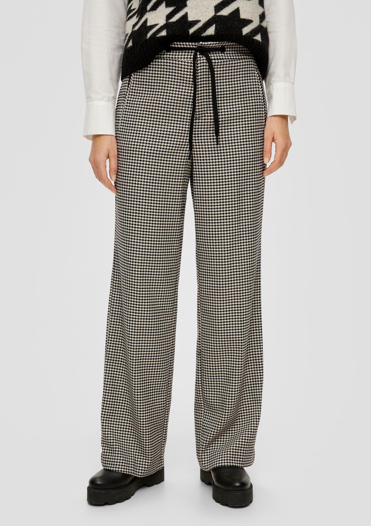 Regular fit: wide-leg trousers with a houndstooth pattern