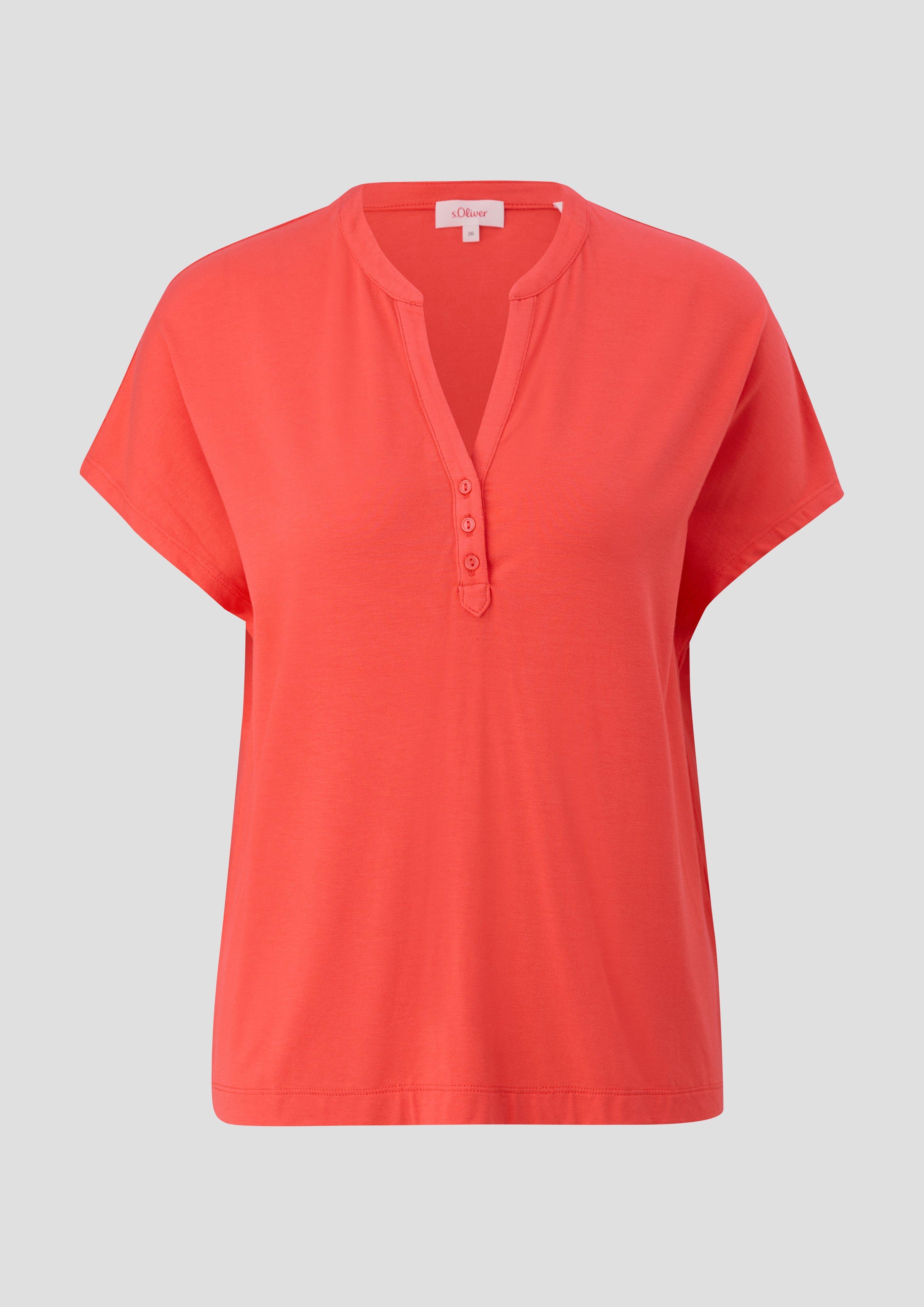 Thumbnail - s.Oliver - T-Shirt mit V-Ausschnitt, Damen, Orange