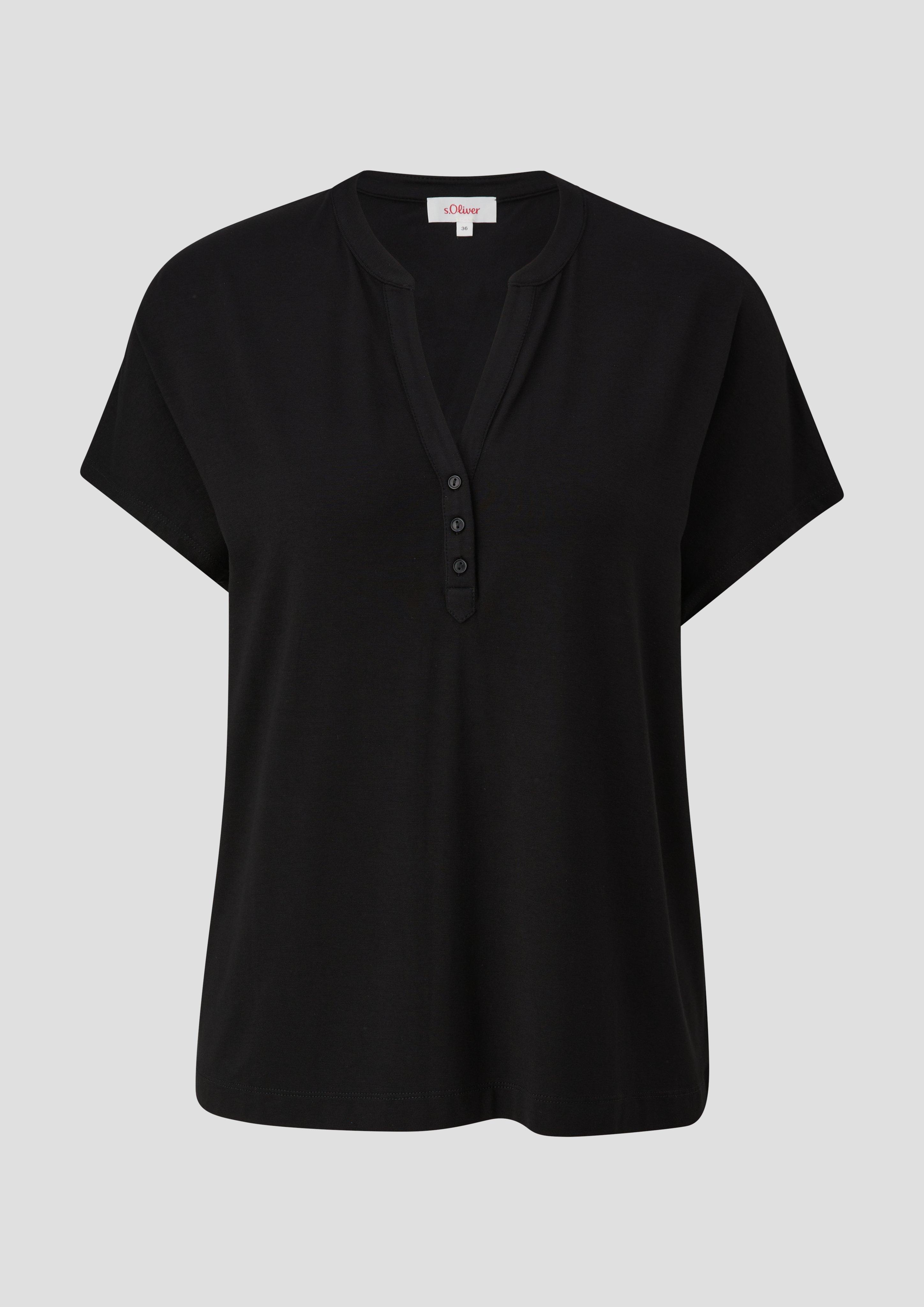 Thumbnail - s.Oliver - T-Shirt mit V-Ausschnitt, Damen, schwarz