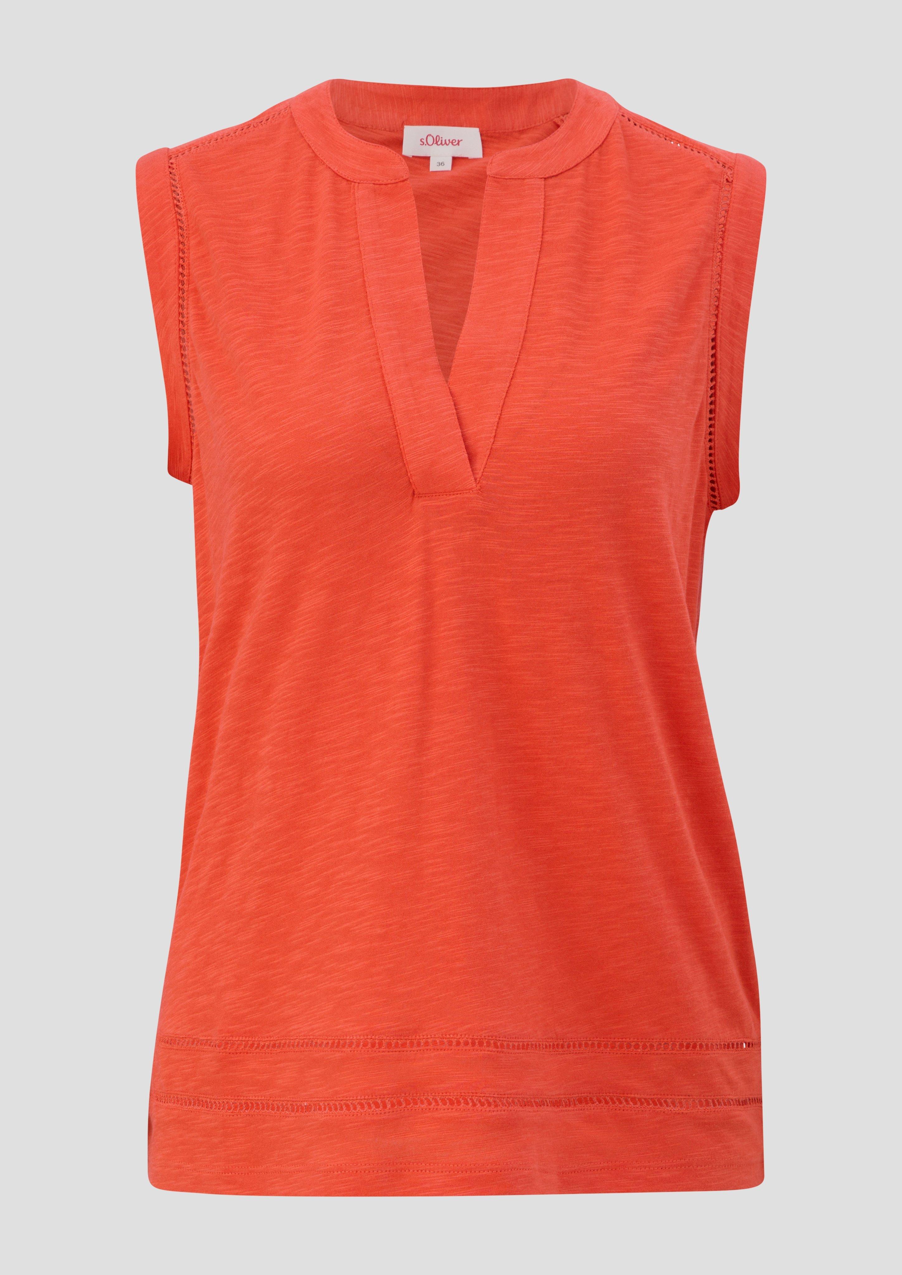 s.Oliver - Relaxed-Fit-Shirt mit Lochstickerei, Damen, Orange