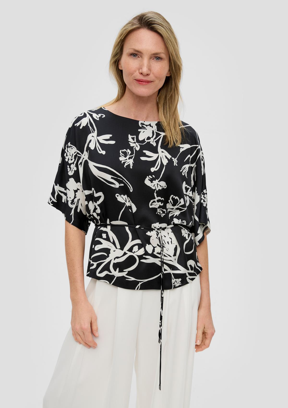 s.Oliver Blouse with a fabric tie-around belt