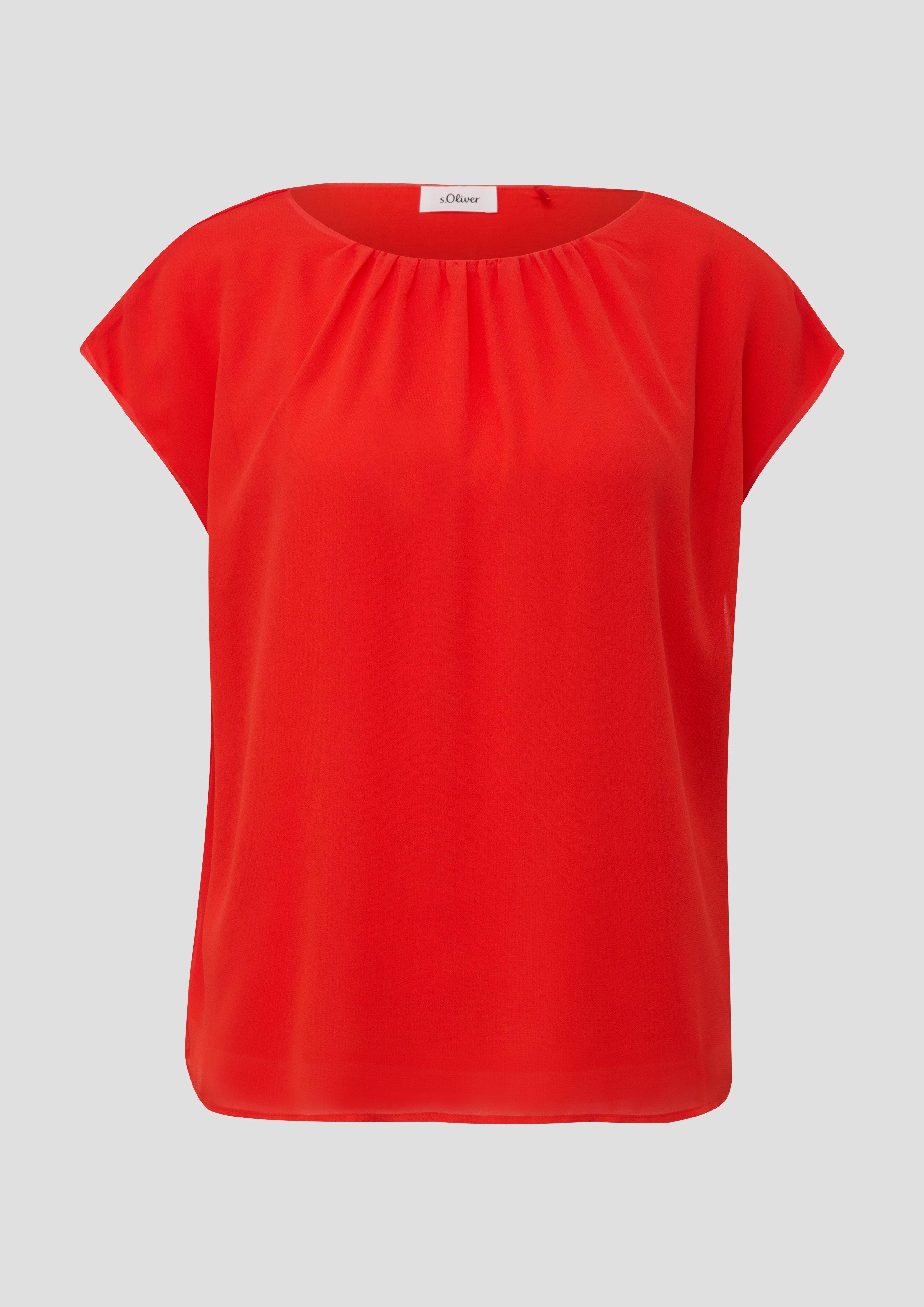 s.Oliver - Chiffonbluse mit Raffung, Damen, rot