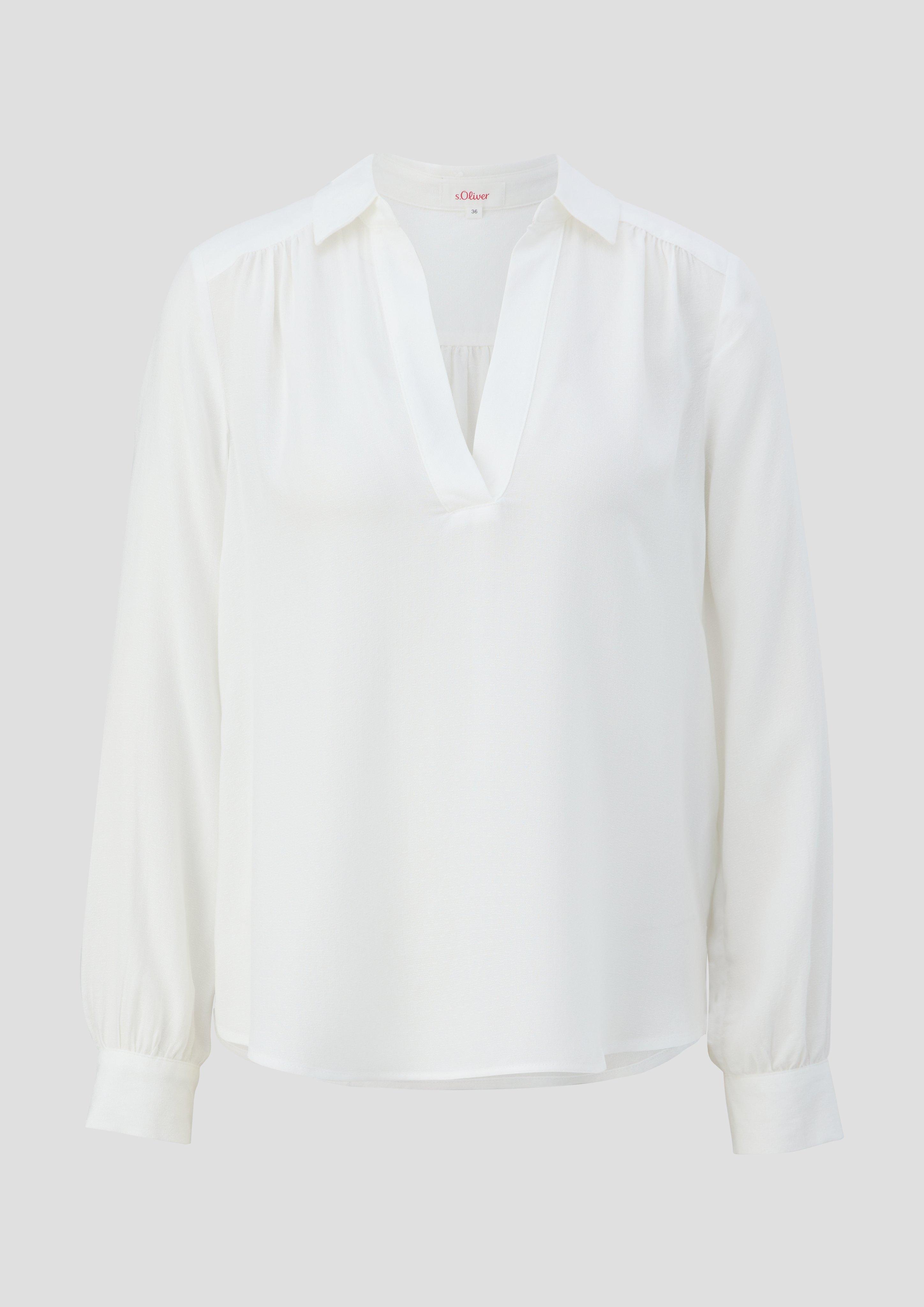 s.Oliver - Viskosebluse mit V-Ausschnitt, Damen, creme