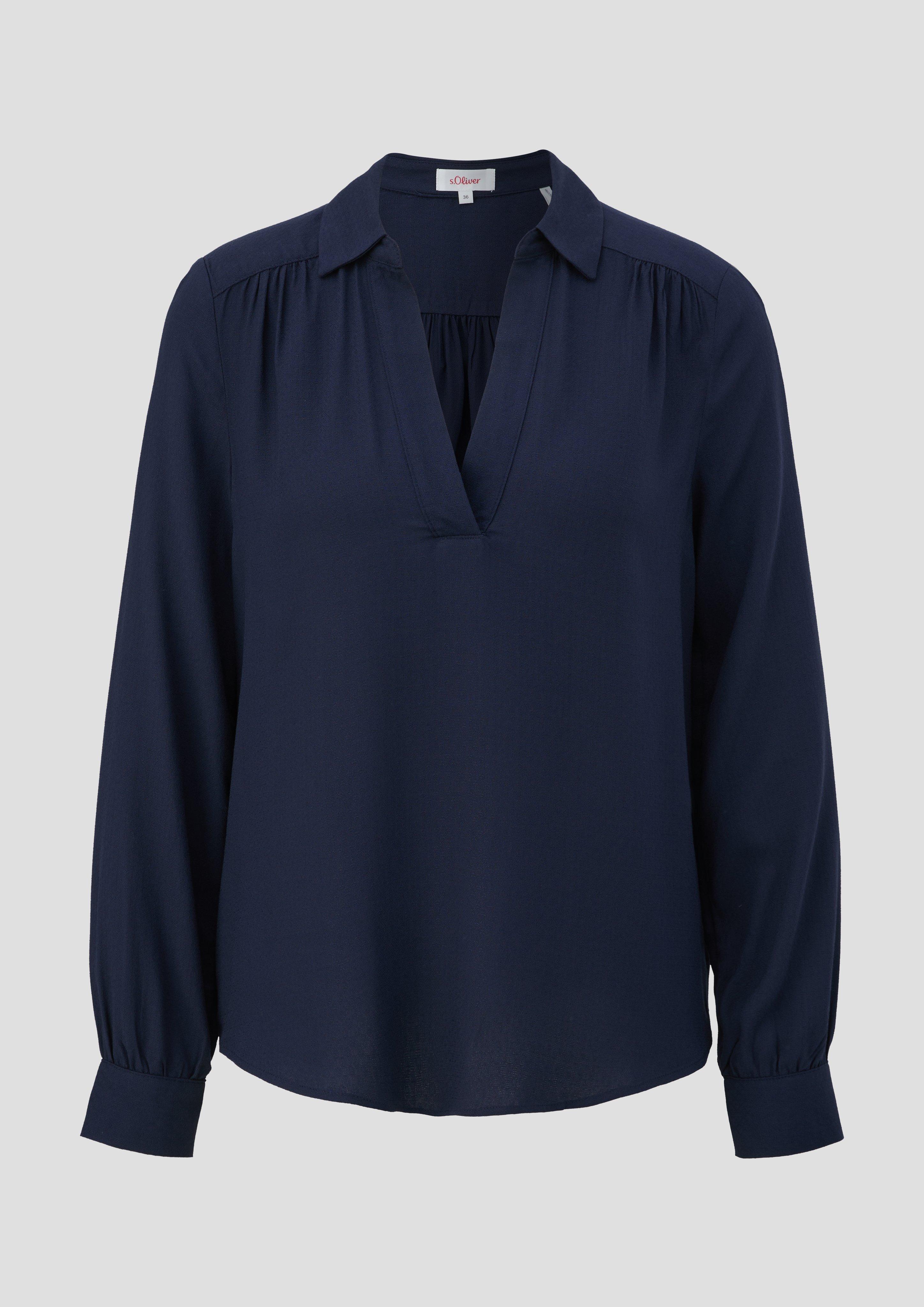 s.Oliver - Viskosebluse mit V-Ausschnitt, Damen, blau