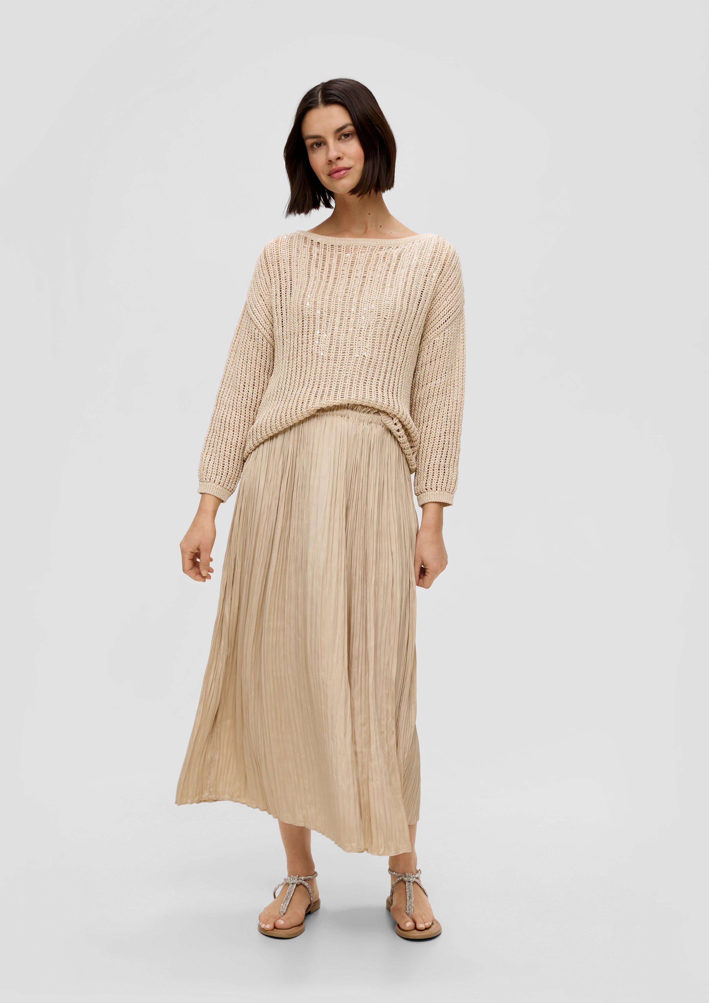 Midi-Rock mit Plisseefalten - beige | s.Oliver