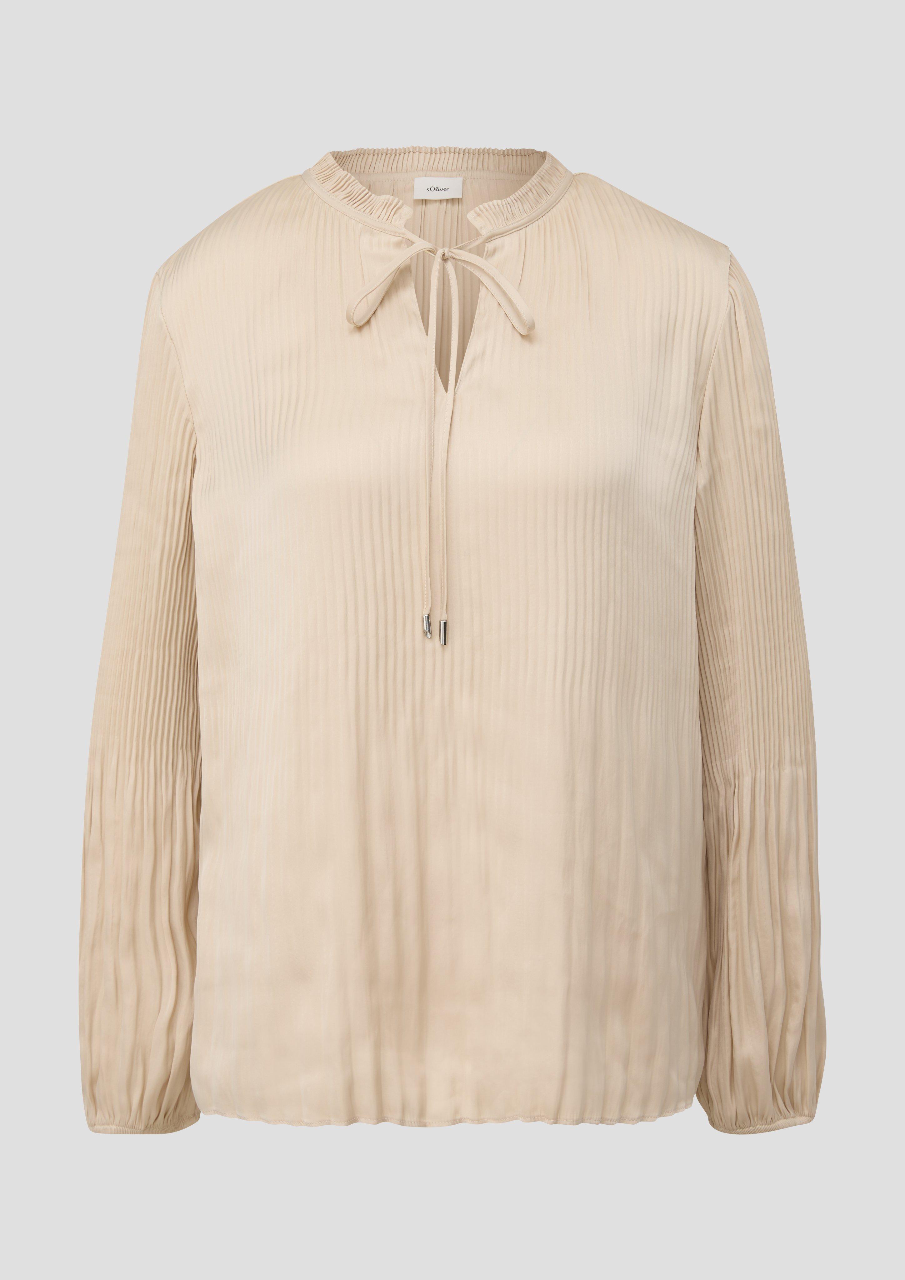 s.Oliver - Bluse mit Plissée-Struktur, Damen, Beige