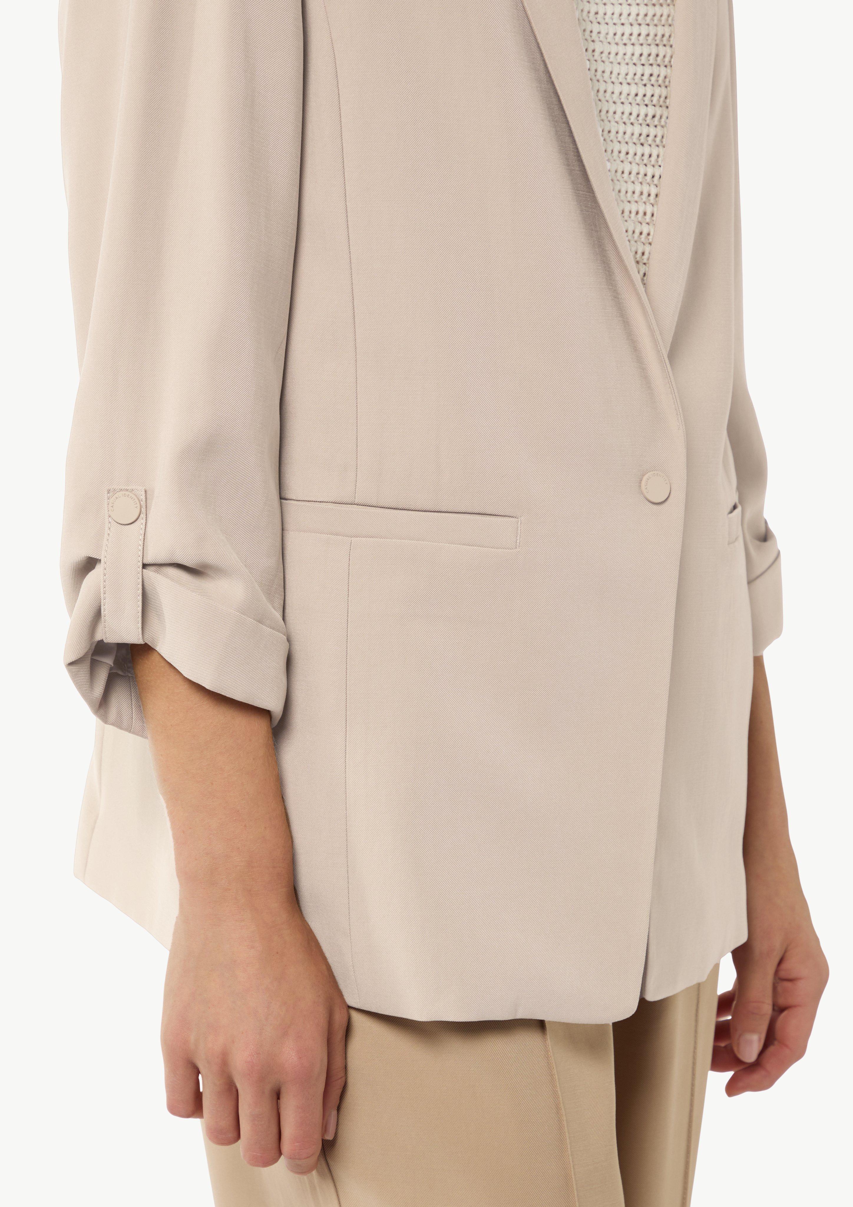 Fitted blazer made of viscose twill - sandstone | Comma Fitted blazer made of viscose twill - sandstone | Comma