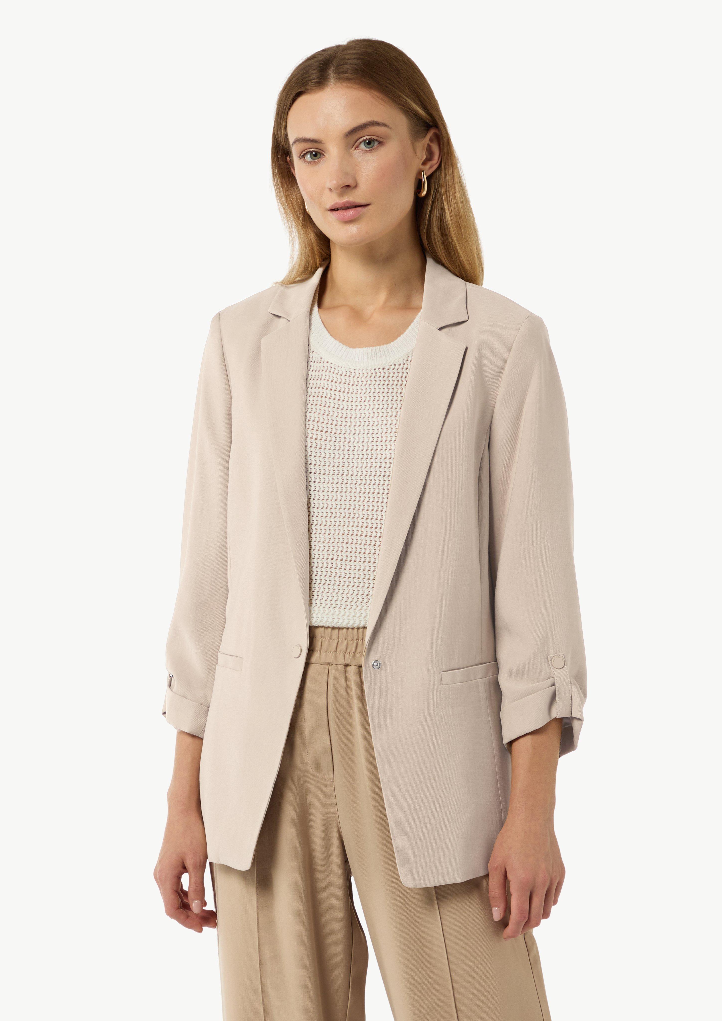 Fitted blazer made of viscose twill - sandstone | Comma Fitted blazer made of viscose twill - sandstone | Comma