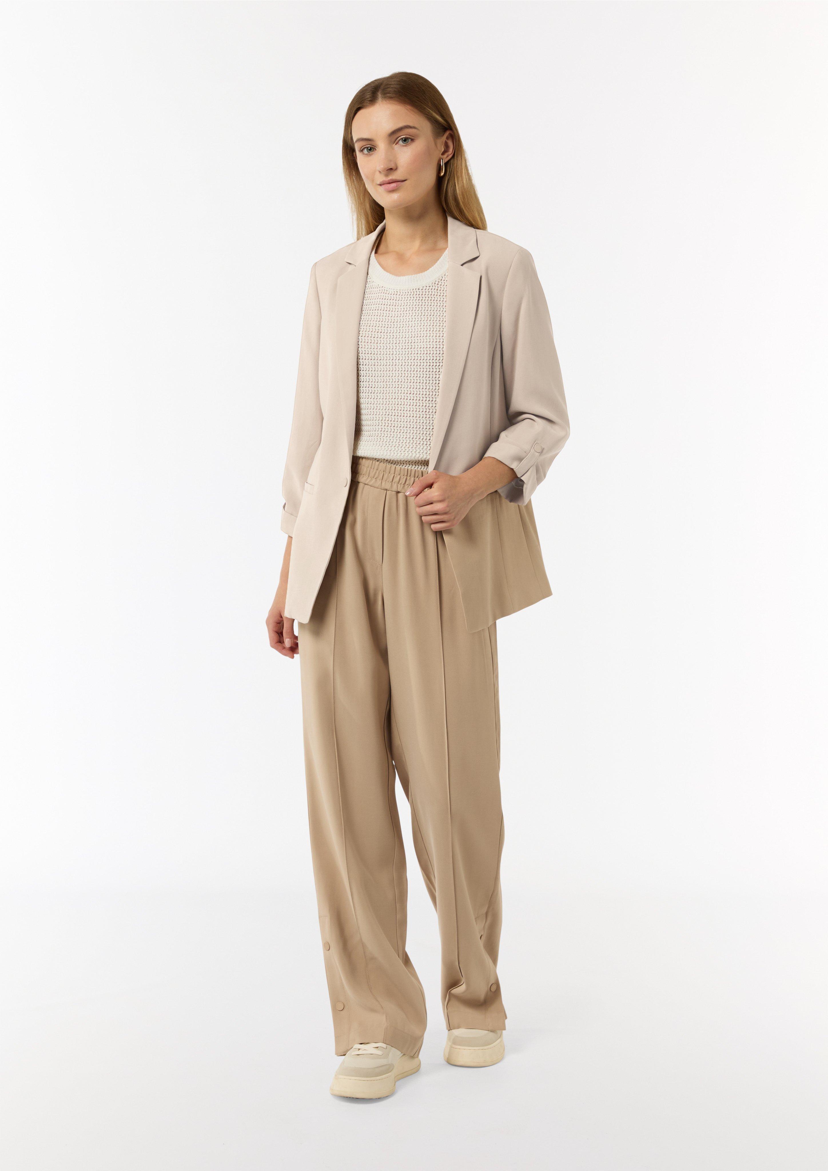 Fitted blazer made of viscose twill - sandstone | Comma Fitted blazer made of viscose twill - sandstone | Comma