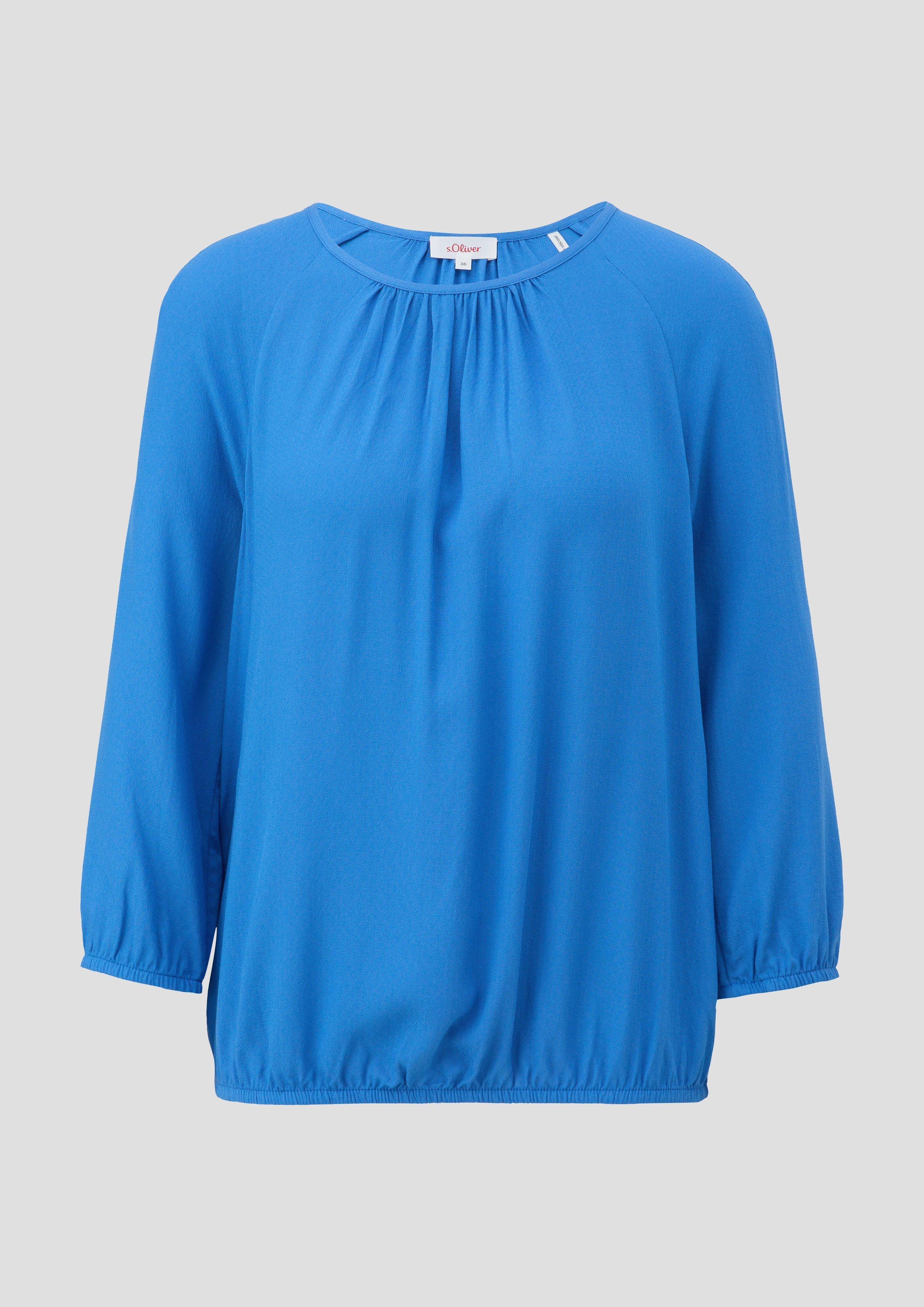 s.Oliver - Jacquard-Bluse aus reiner Viskose, Damen, blau