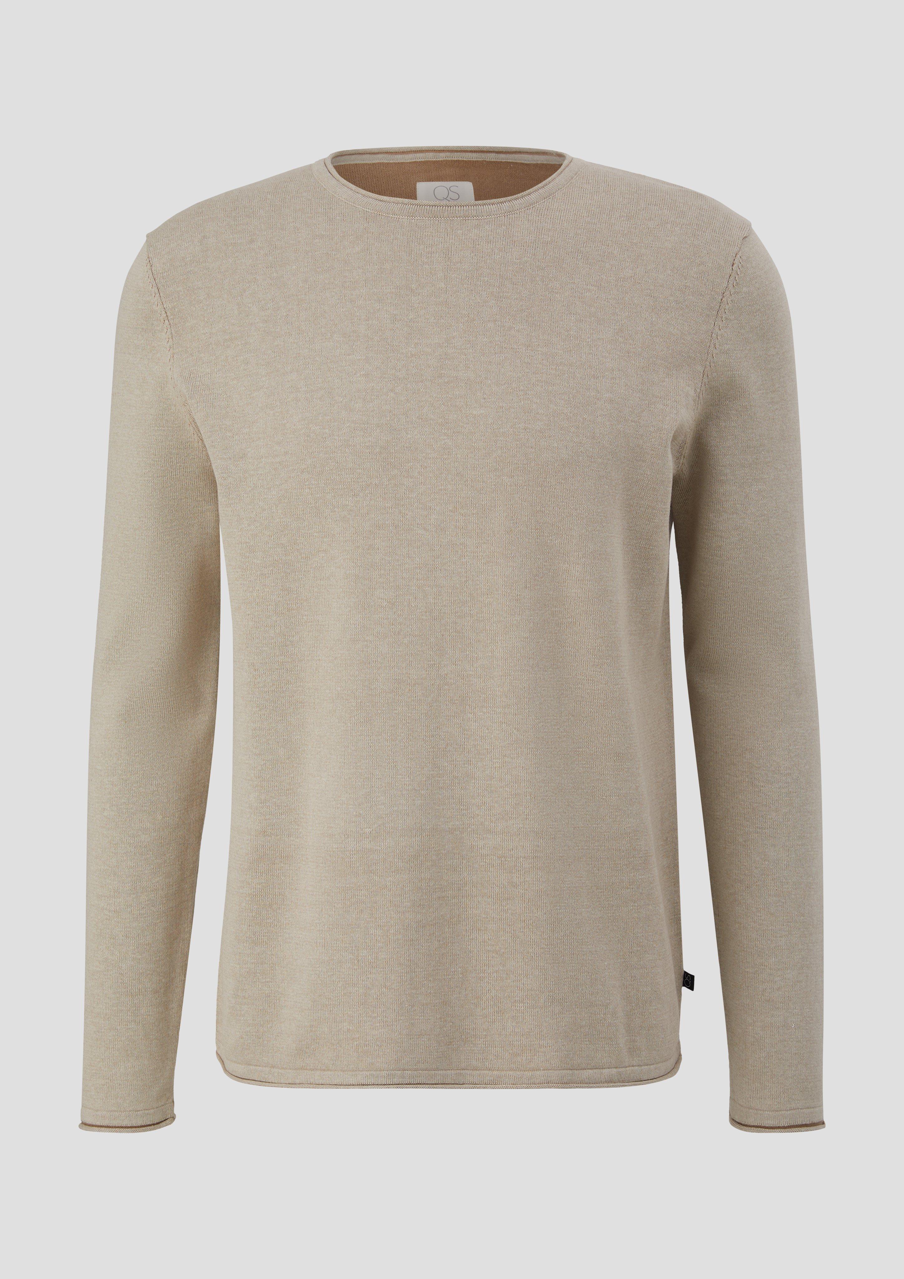 QS - Strickpullover mit Rollsaum, Herren, Beige