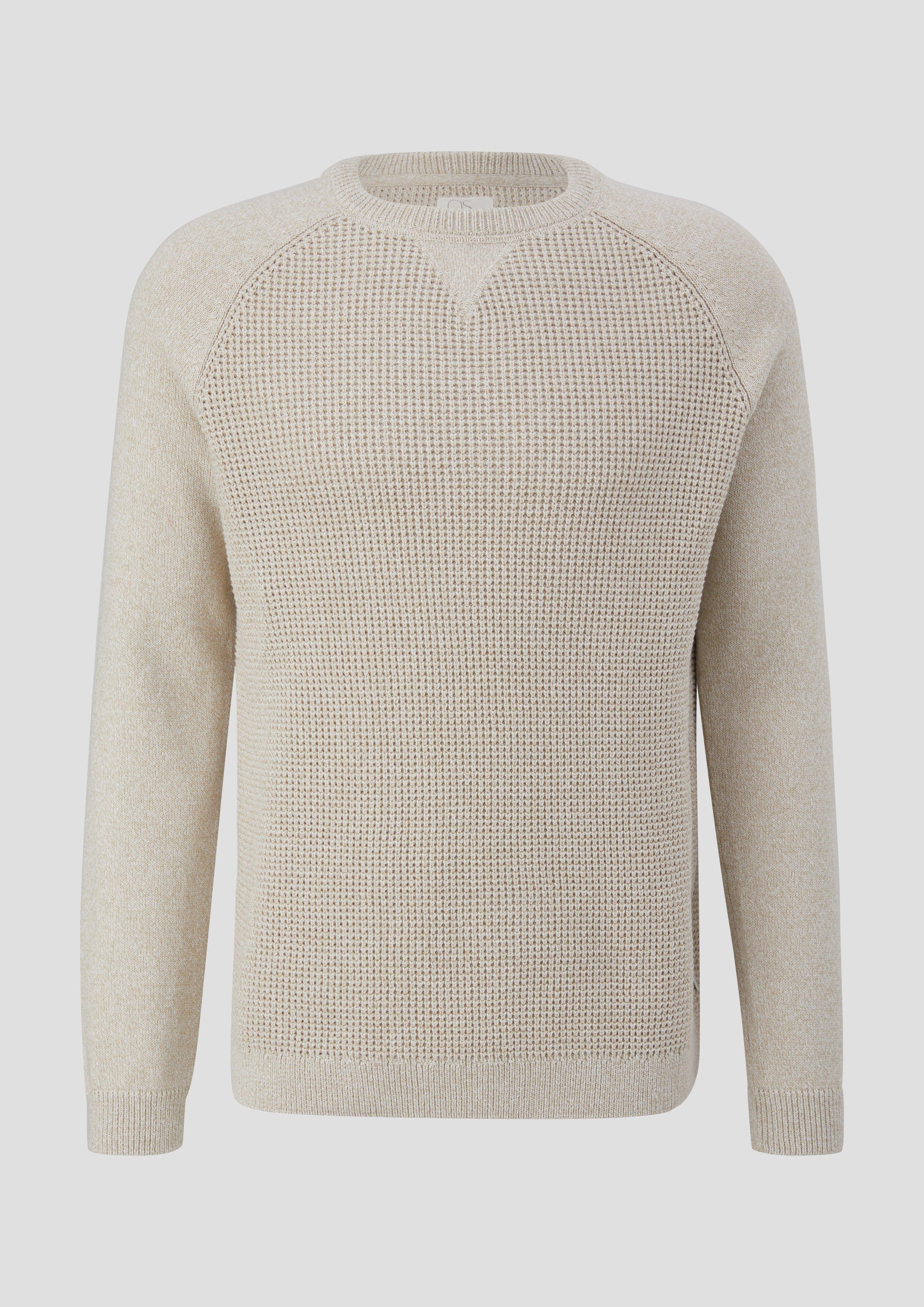 QS - Strickpullover mit Raglanärmeln, Herren, Beige