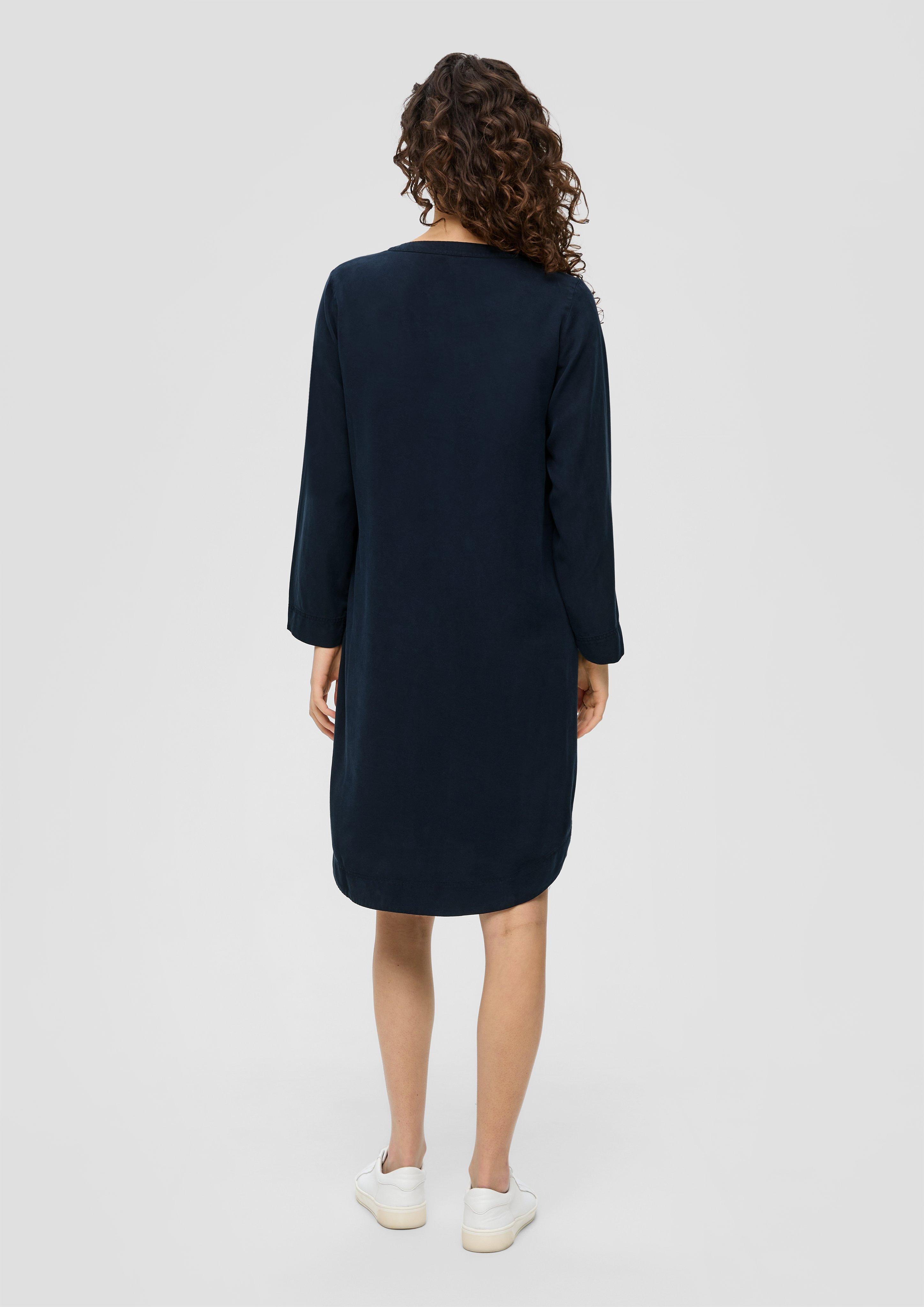 Lyocell Blend Jersey Mini Dress With Gathered Shoulders Navy