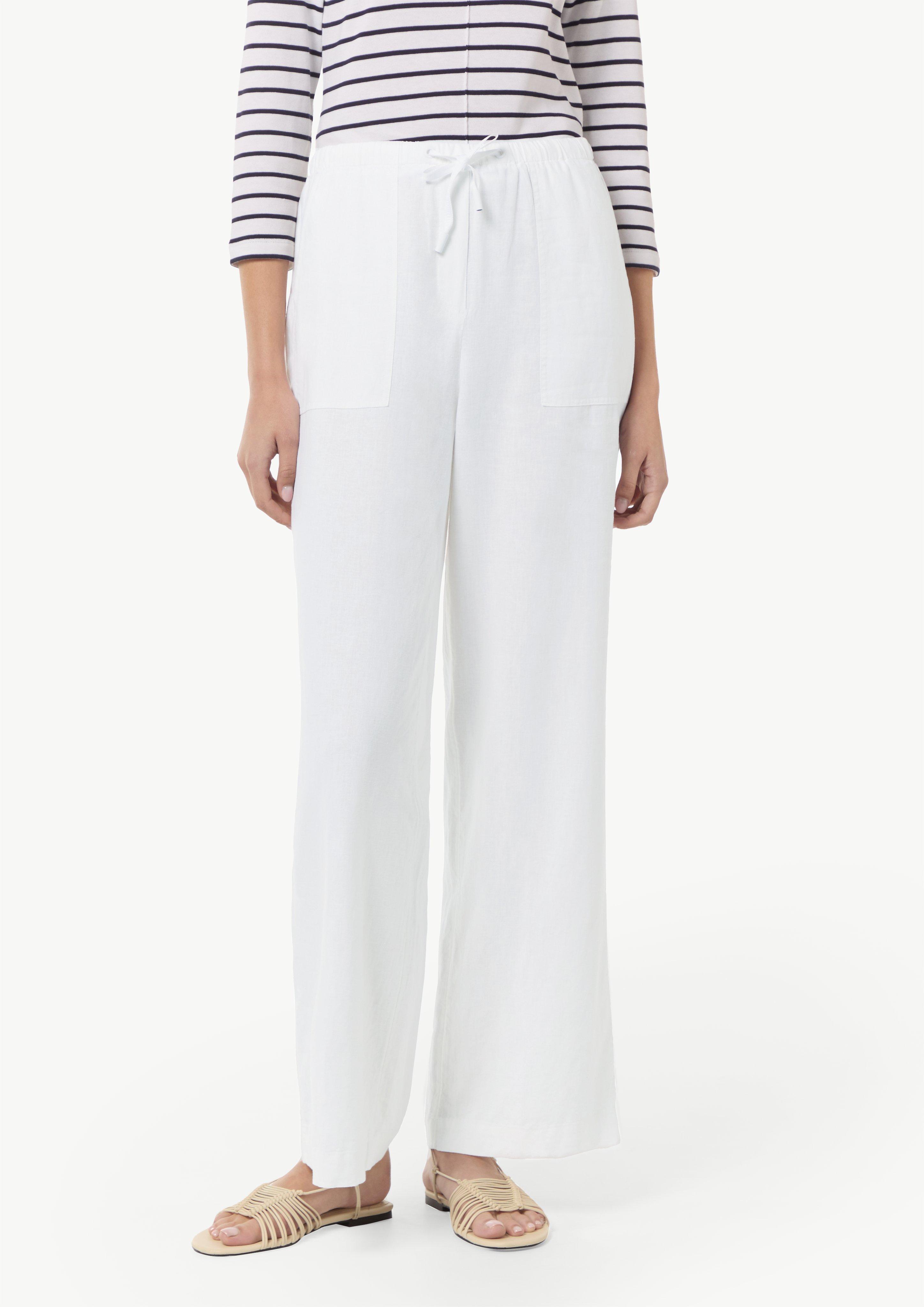 Loose fit: Wide-leg trousers in a linen blend - white | Comma Loose fit: Wide-leg trousers in a linen blend - white | Comma
