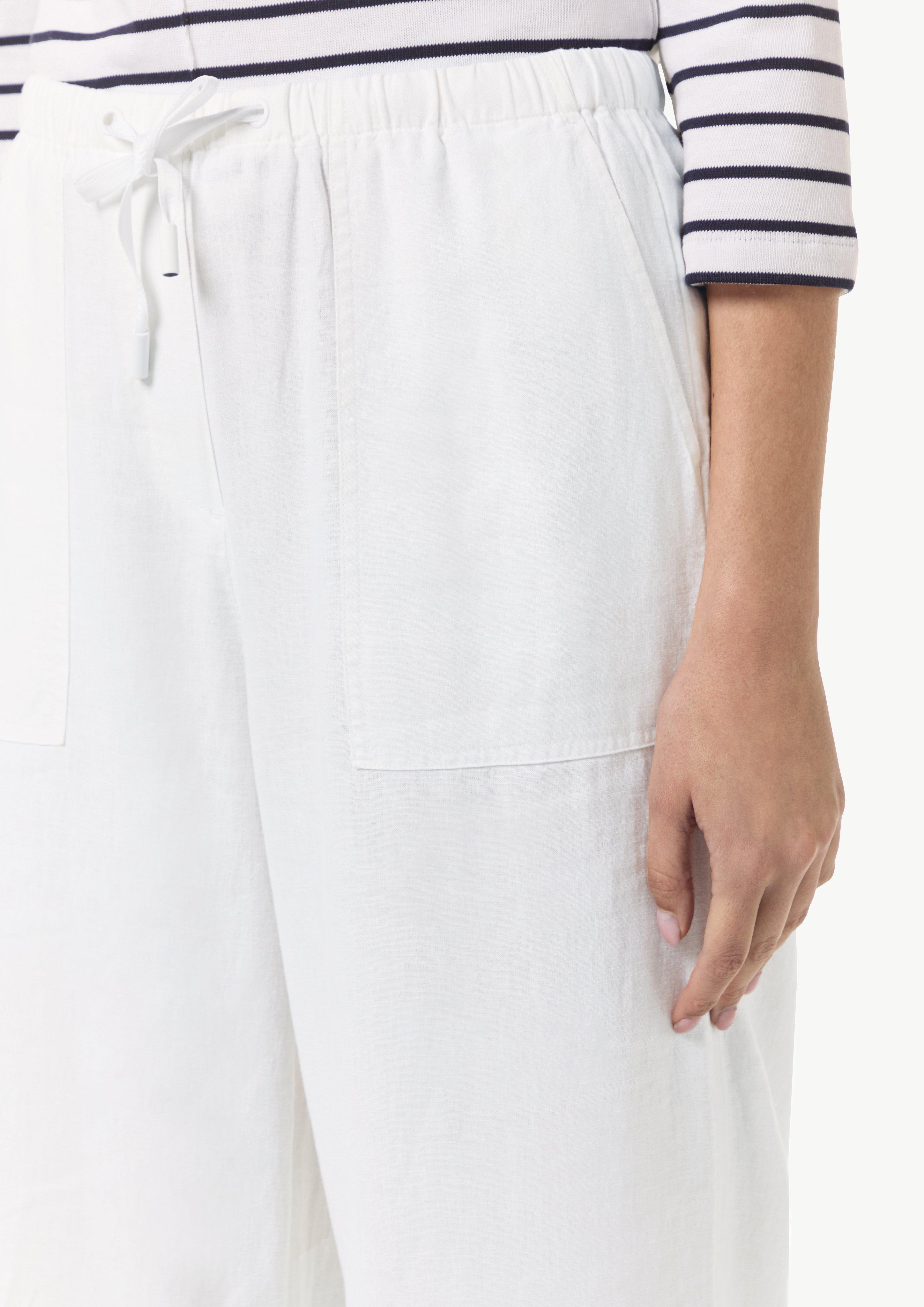 Loose fit: Wide-leg trousers in a linen blend - white | Comma Loose fit: Wide-leg trousers in a linen blend - white | Comma