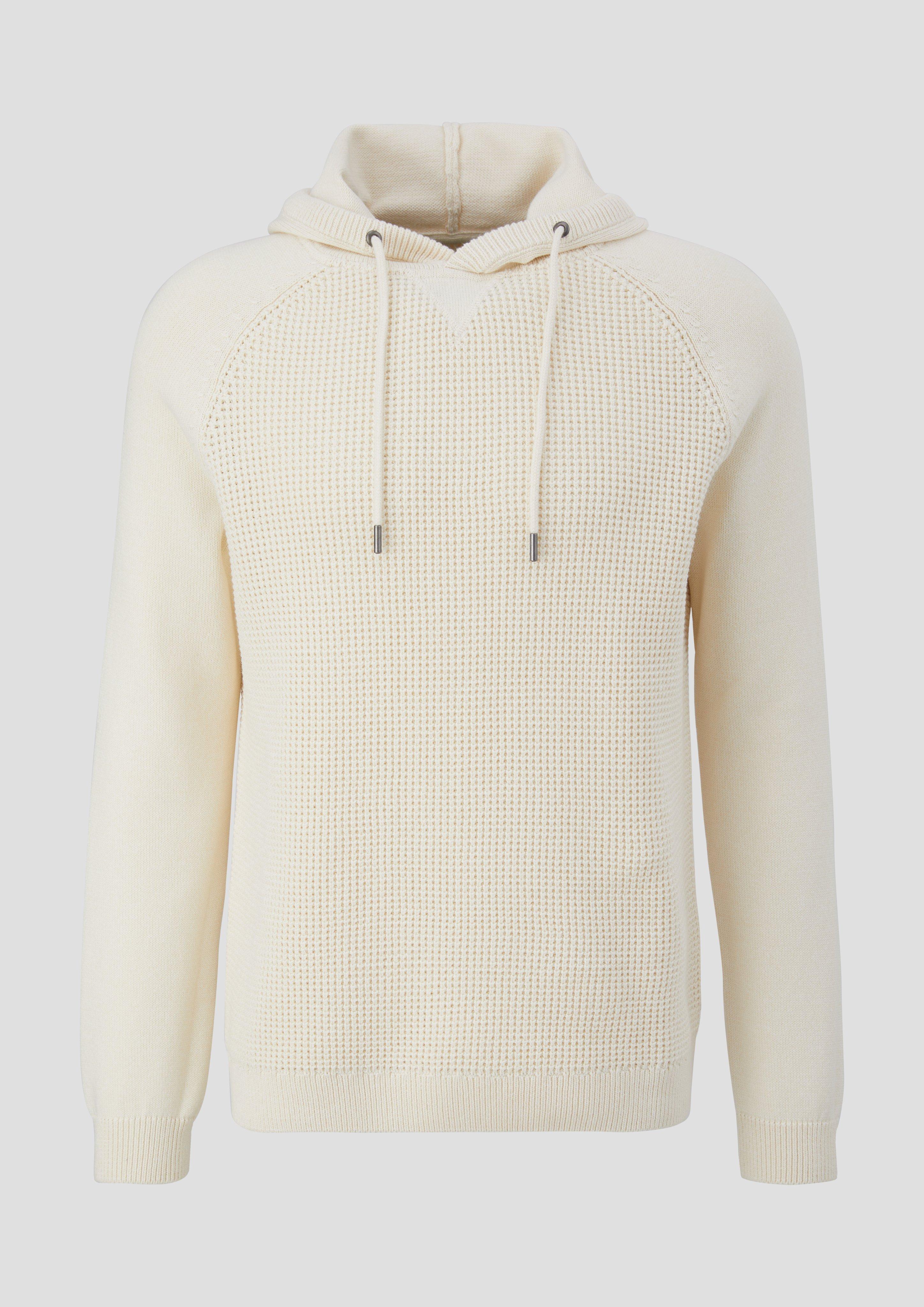 QS - Strickpullover mit Kapuze, Herren, creme|weiß