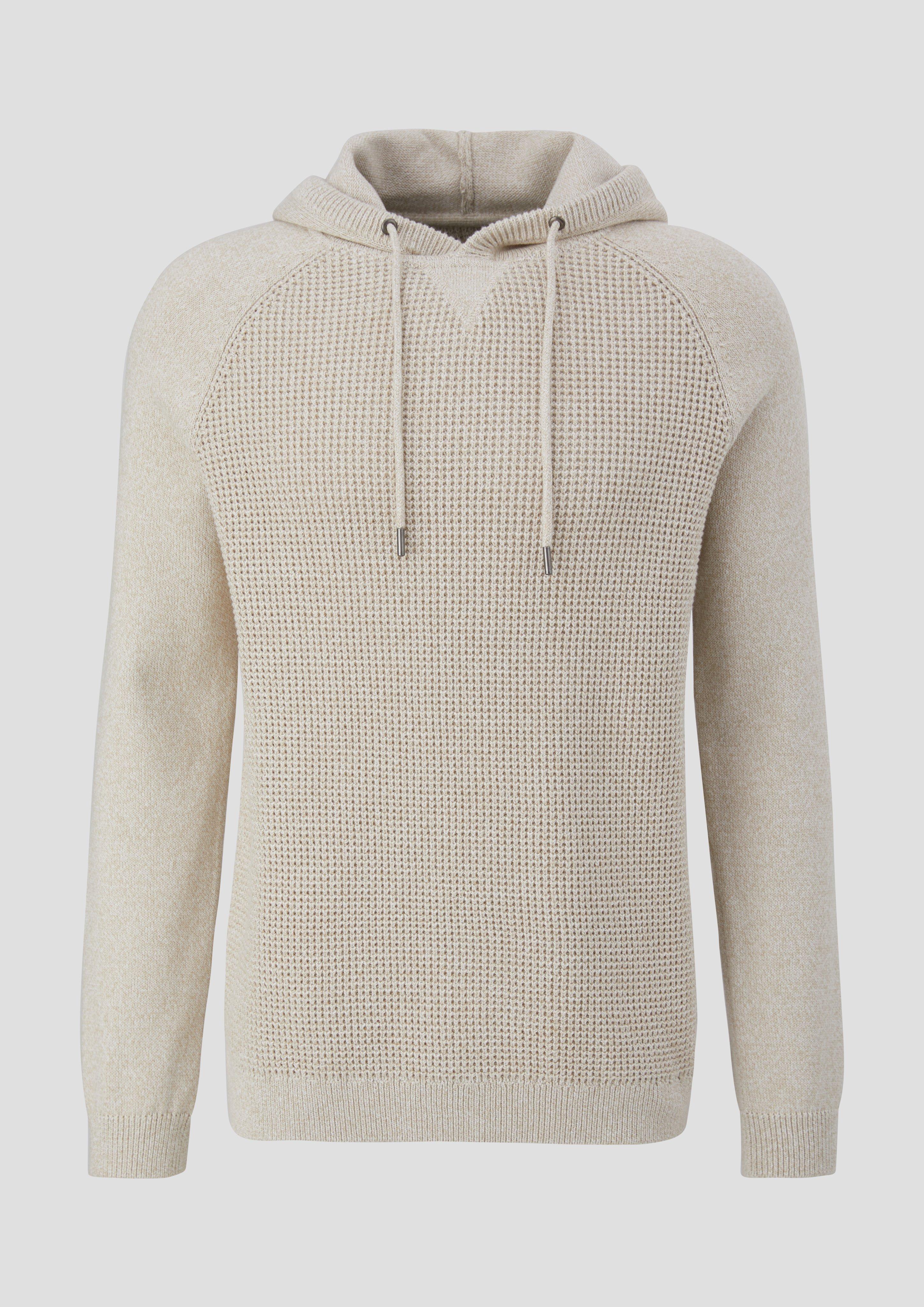 QS - Strickpullover mit Kapuze, Herren, Beige