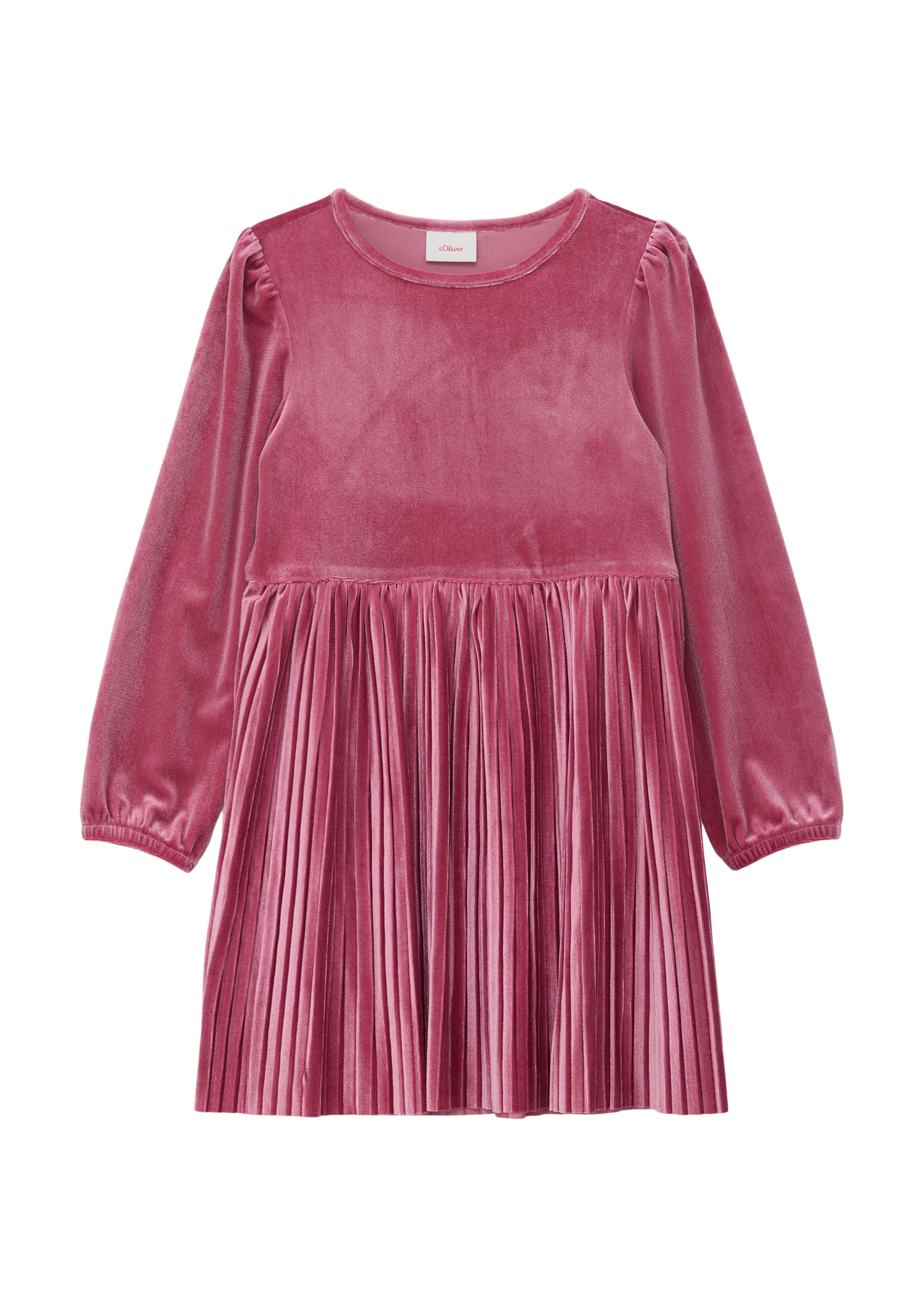 s.Oliver - Samtkleid mit Plisseéfalten, Kinder, Rosa