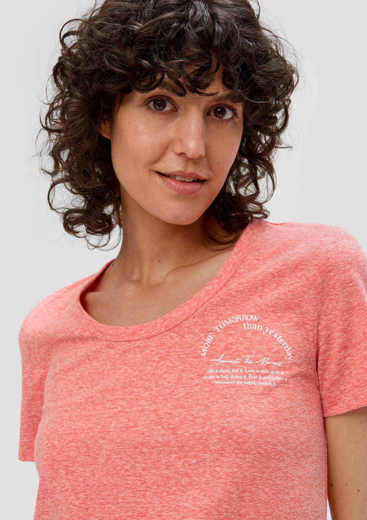 s.Oliver Licht transparant T-shirt met print op voor- en achterkant