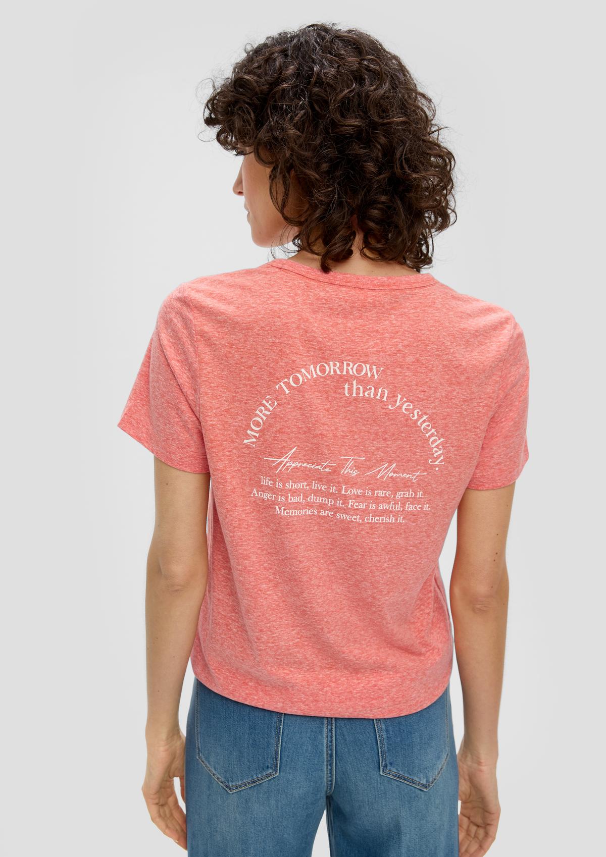 s.Oliver T-shirt légèrement transparent à imprimé sur le devant et dans le dos