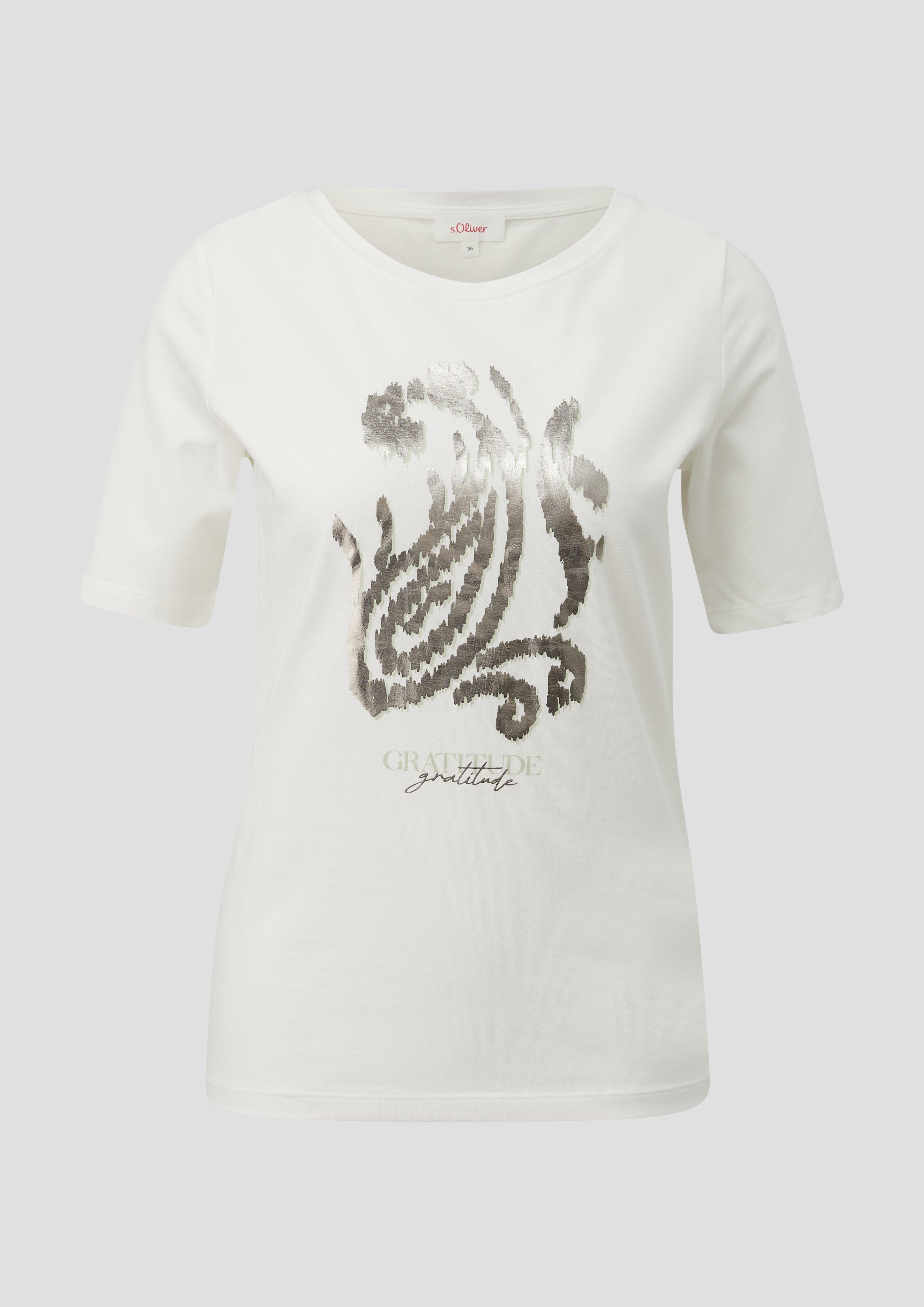 Thumbnail - s.Oliver - T-Shirt aus Baumwollstretch, Damen, creme