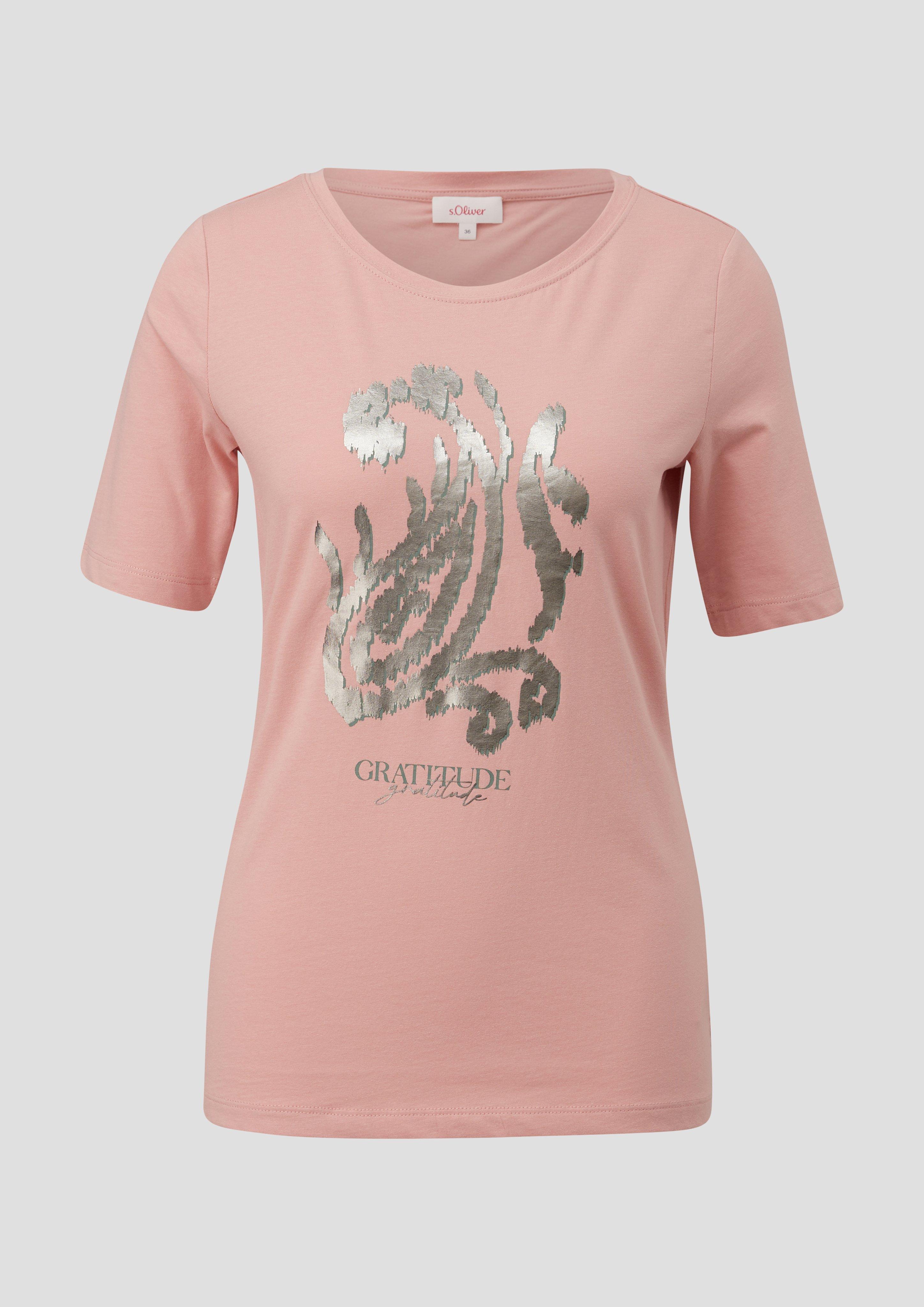 s.Oliver - T-Shirt aus Baumwollstretch, Damen, Rosa