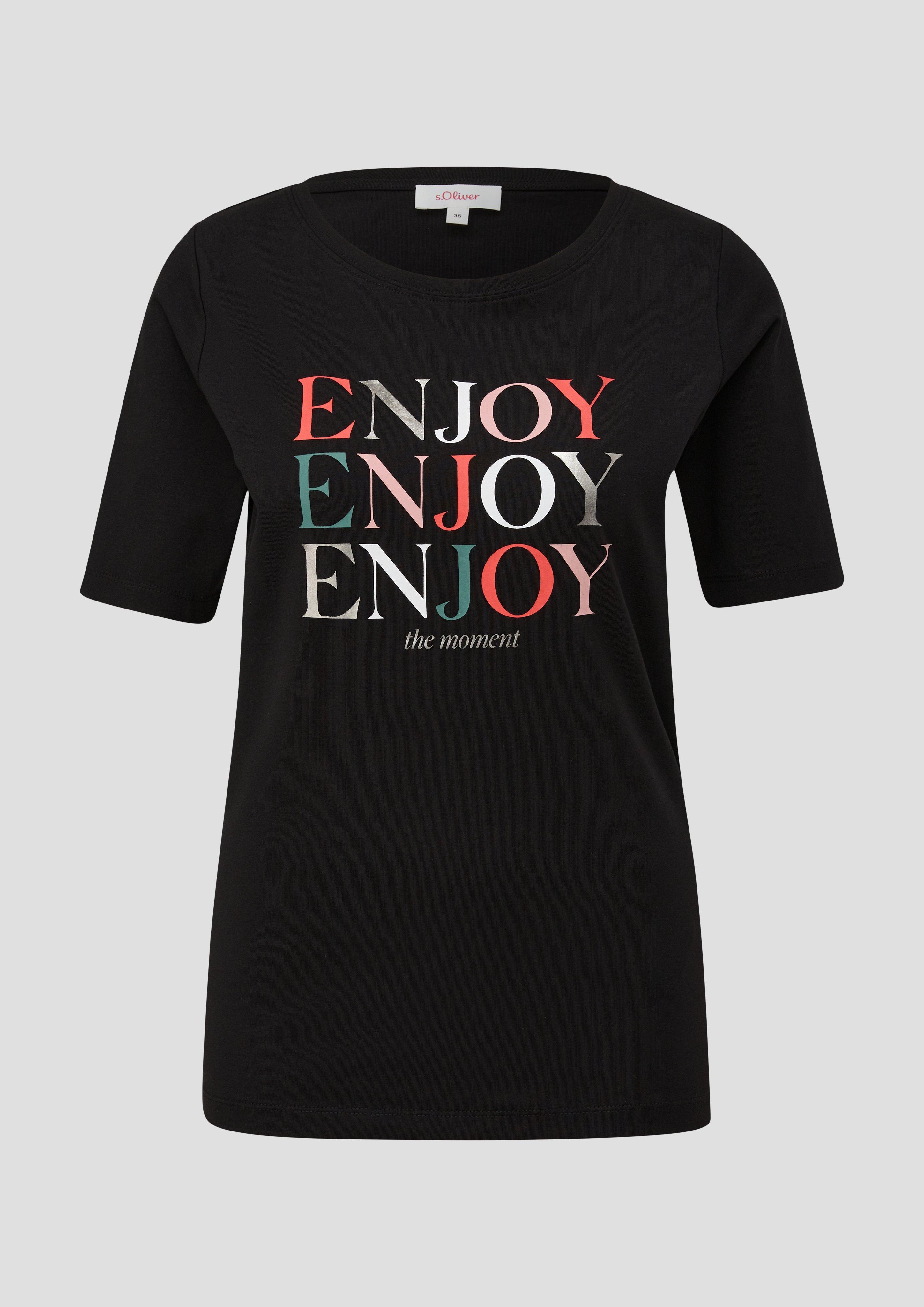 s.Oliver - T-Shirt aus Baumwollstretch, Damen, schwarz