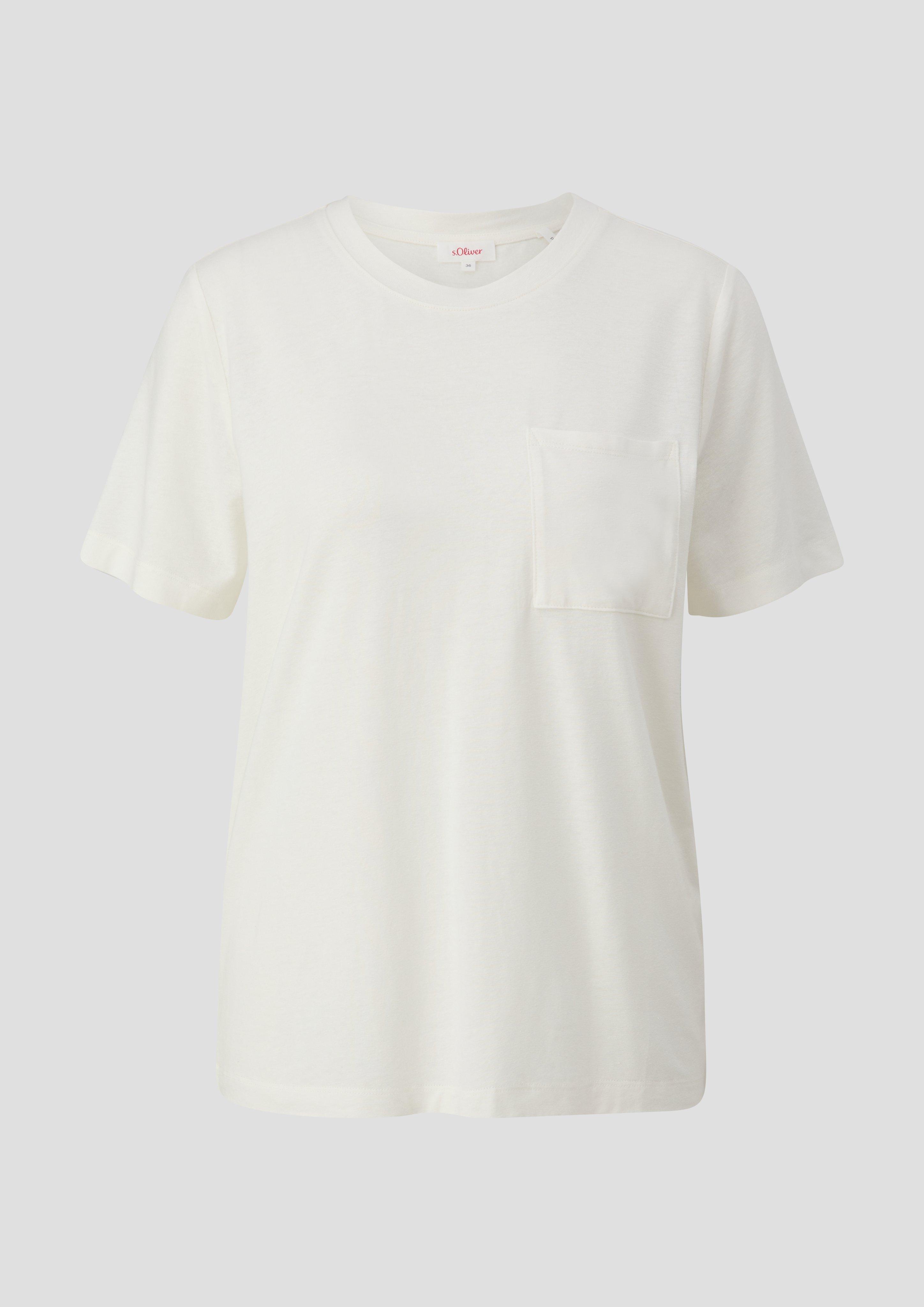 s.Oliver - T-Shirt mit Brusttasche, Damen, creme