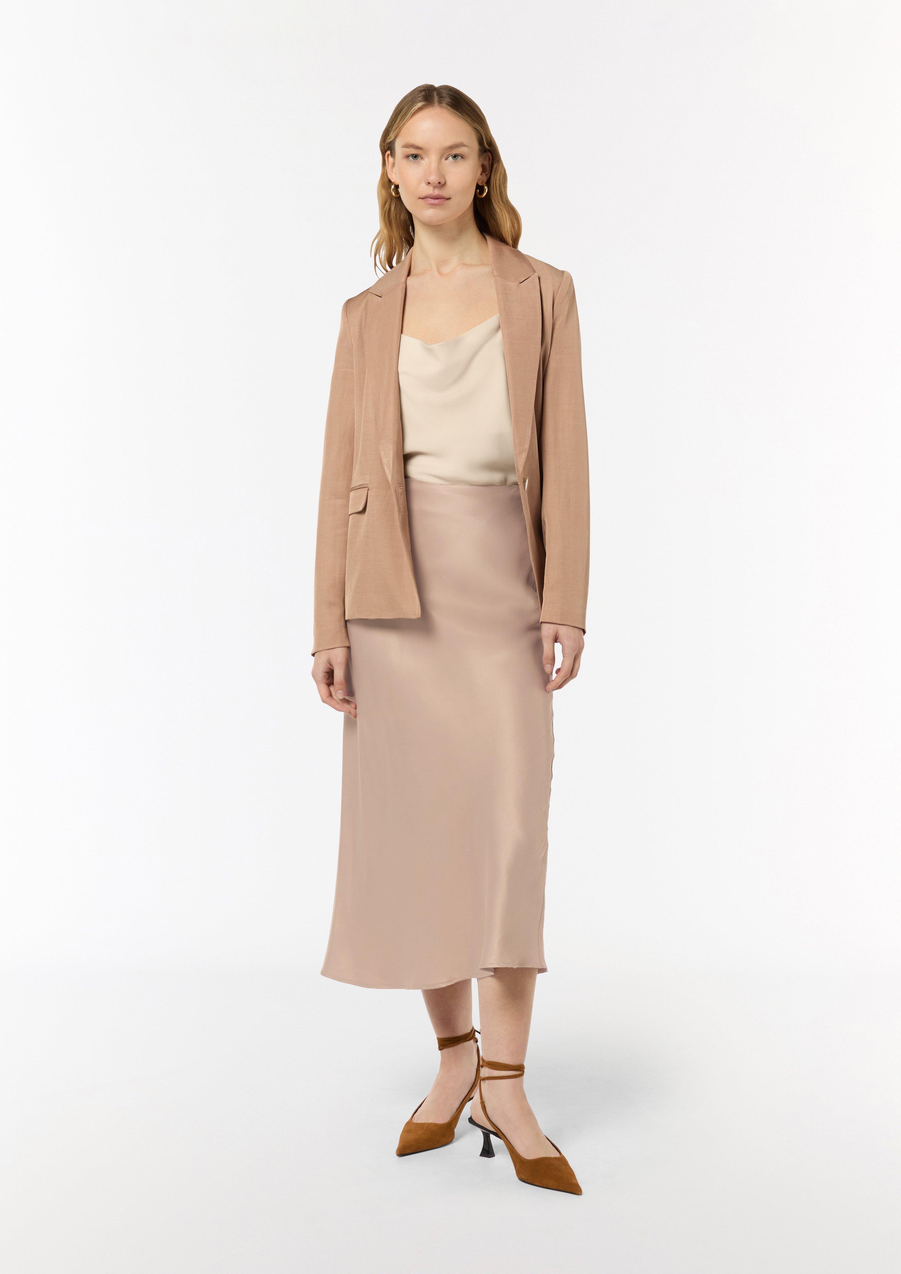 Damen Satin-Unterrock, Midilänge - Elastische Taille, A-Linie, Burgundy