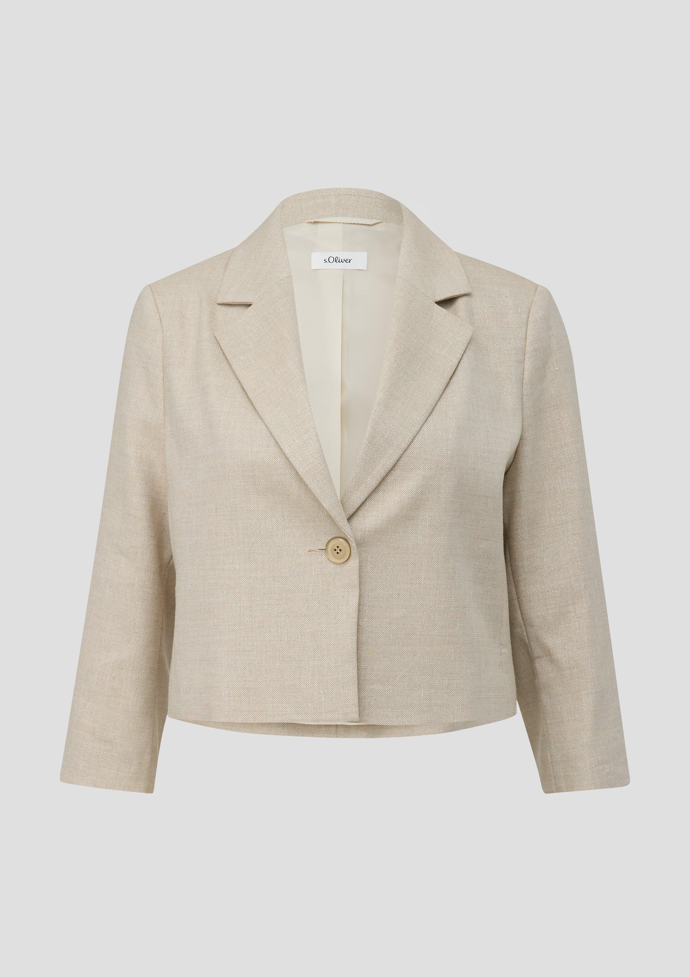 s.Oliver - Kurzer Blazer aus Leinenmix mit Glitzergarn, Damen, Beige